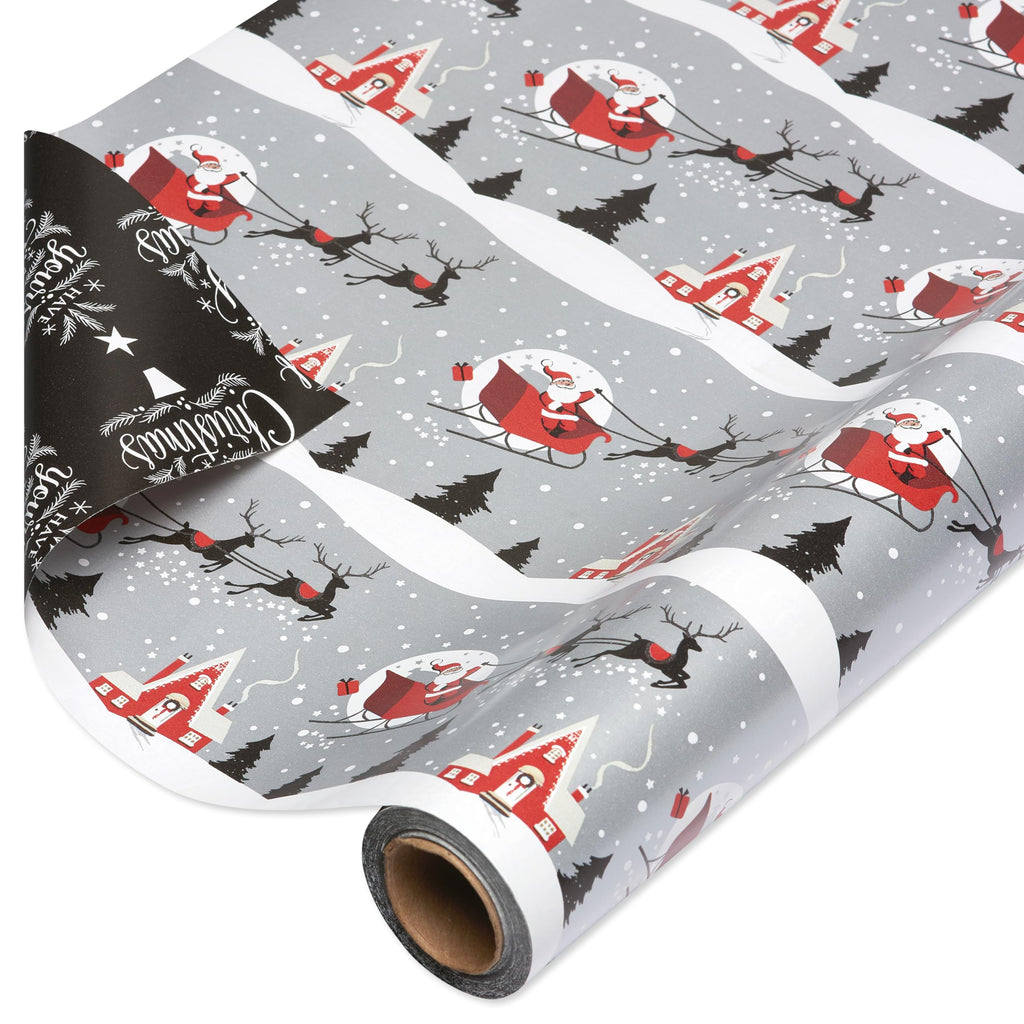 American Greetings Christmas Wrapping Paper, Red and Black Buffalo Plaid Holiday Gift Wrap Set (120 sq.ft., 4 rolls-30 in. x 12 ft., 7 Adhesive Bows, 30 Gift Tag Stickers) Rustic, Snowflakes, Reindeer