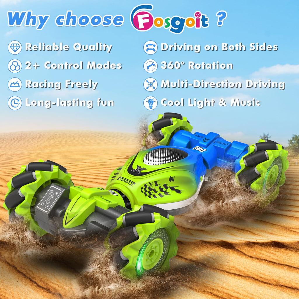 Fosgoit Gesture Sensing RC Stunt Car - Toys for 6-12 Years Old Boys Girls, 4WD Remote Control Car, Hand Controlled Car with Lights Music, Cool Birthday Gifts for Kids Age 6 7 8 9 10 11 12 Years Old