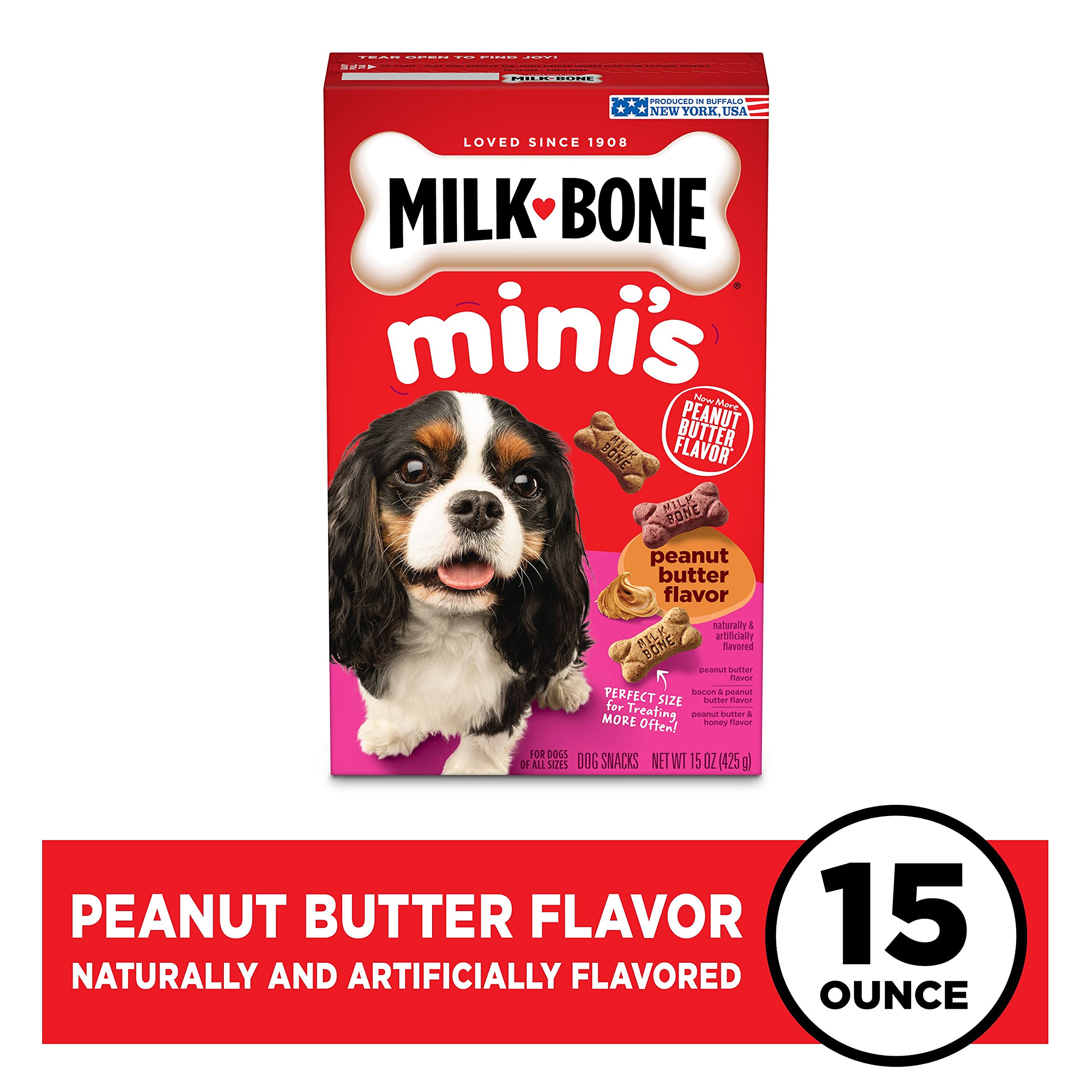 Milk-Bone Flavor Snacks Mini’s Dog Biscuits, Flavored Crunchy Dog Treats, 36 Oz. Canister