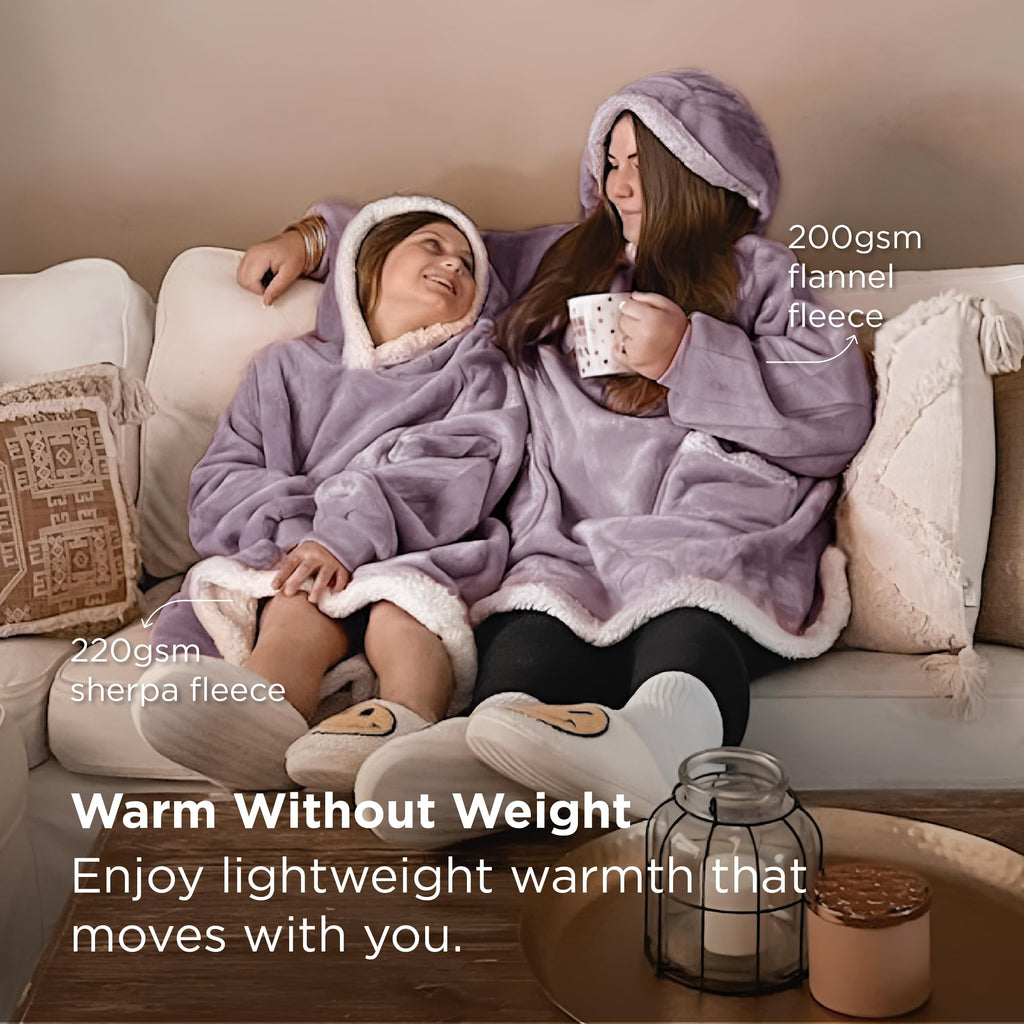 Bedsure Blanket Hoodie, Wearable Blanket Hoodie as Gifts for Mom, Birthday Gifts for Women Kids Teens Mother's Day Sherpa Sweatshirt, Grey, Standard