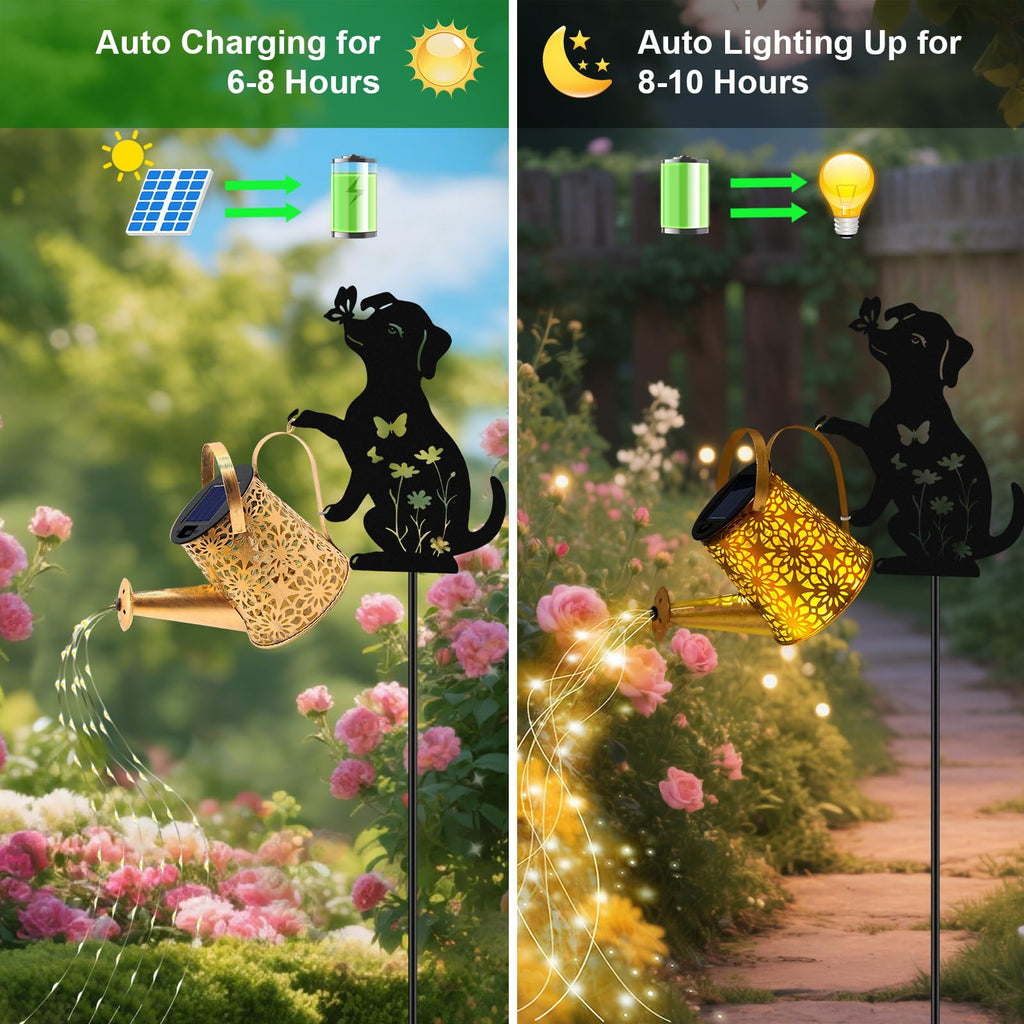 Solar Watering Can Lights, Cat Hanging Lantern Solar Lights Outdoor, Cat Lover Gifts for Mom Women Birthday Mother's Day Christmas, Waterproof Garden Decor Outside Patio Yard Pathway Backyard