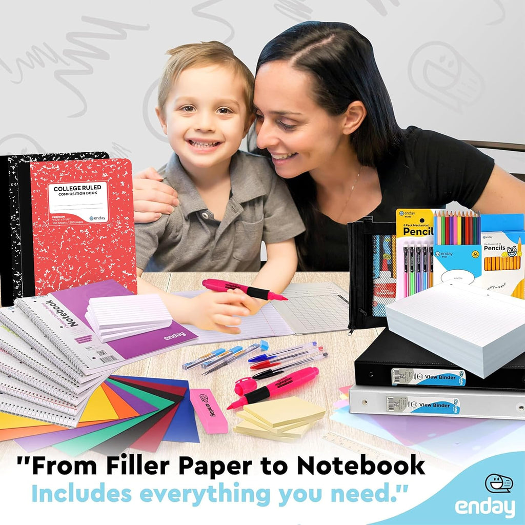 Enday Back to School Supplies High School and College, Premium Quality Kids Supplies Kit For Girls and Boys, 78 Pieces