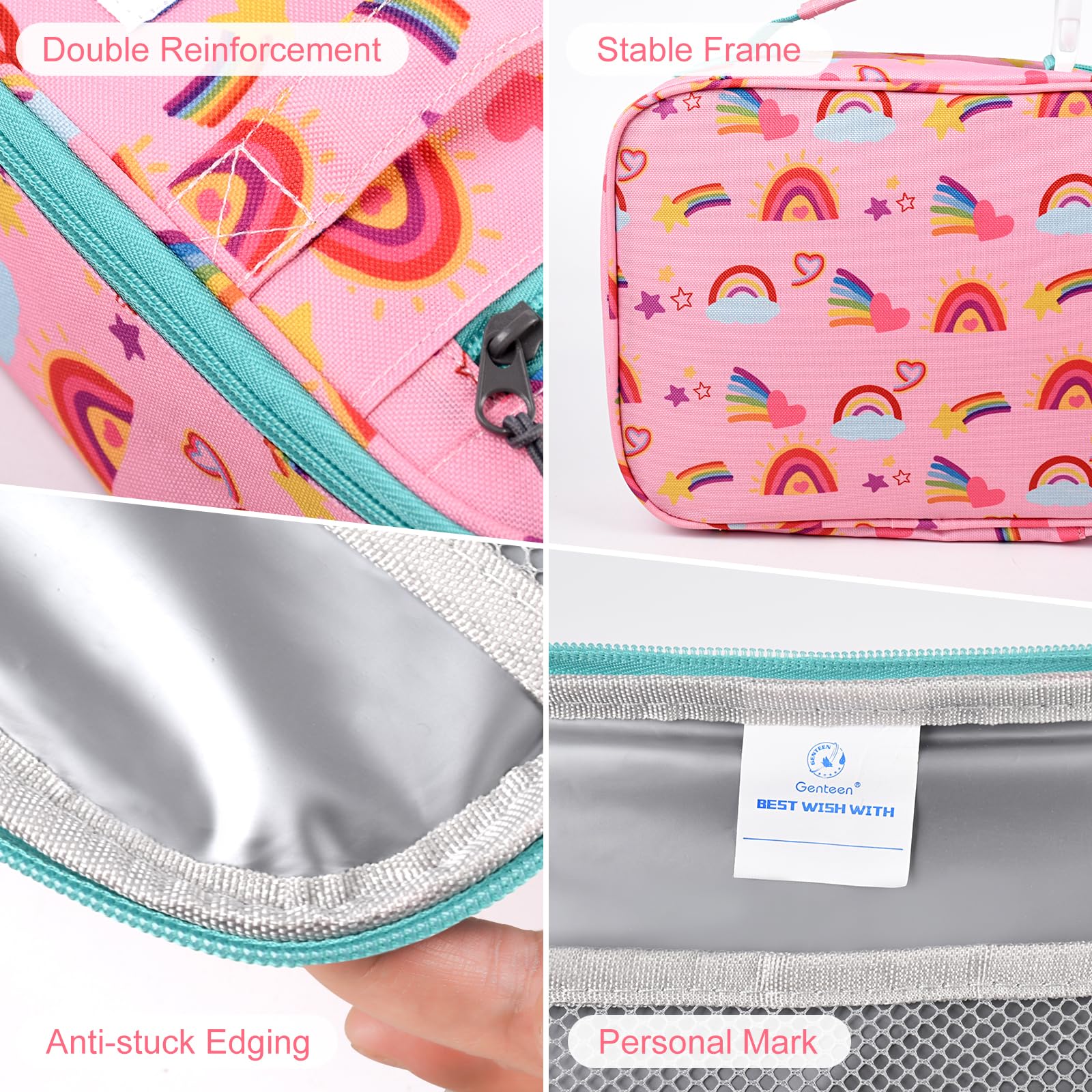Genteen Lunch Box Kids, Insulated Lunch Bag Kids Boys Girls Back to School, Soft Lunch Box for Men Reusable Lunchbox for Office,Outdoor,School (Black)