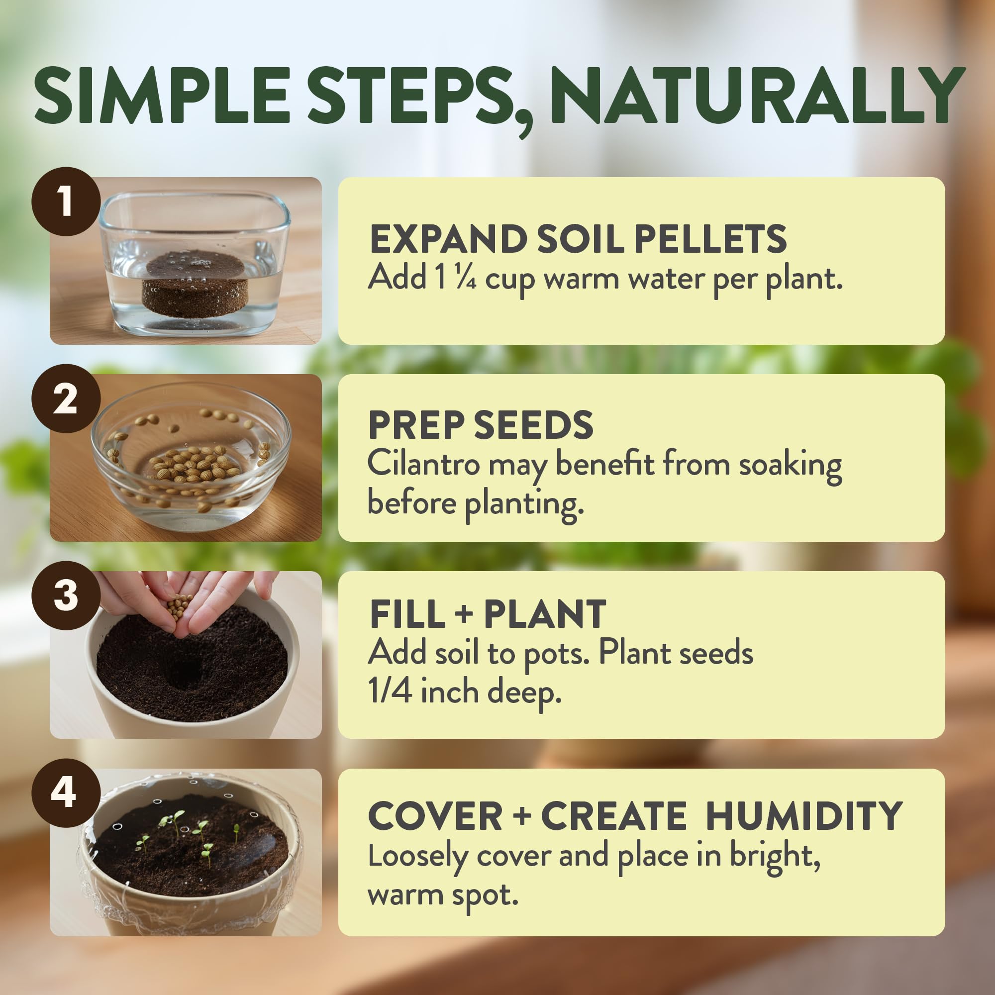 HOME GROWN Herb Garden Planter Indoor Kit – Unique Christmas Gift for Adults, Men, & Women - Grow 4 Heirloom Herb Seeds on Kitchen Window – Beginner DIY Craft & Hobby Gardening Gift for Plant Lovers