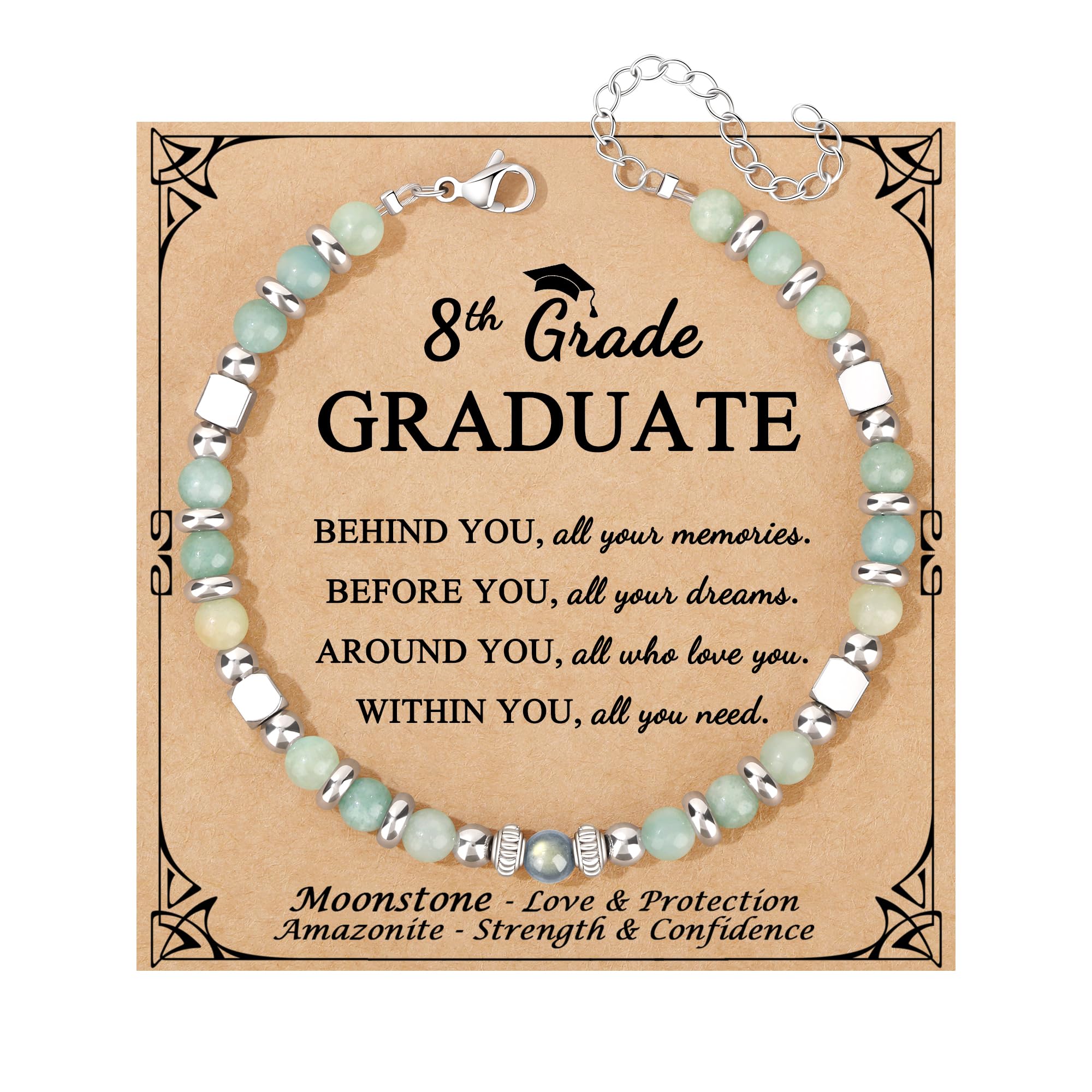 JoycuFF 𝗚𝗶𝗳𝘁𝘀 𝗳𝗼𝗿 𝗪𝗼𝗺𝗲𝗻 𝗠𝗼𝗼𝗻𝘀𝘁𝗼𝗻𝗲 𝗕𝗿𝗮𝗰𝗲𝗹𝗲𝘁 Amazonite Colorful Imperial Jasper Stainless Steel Beads Bracelets, Graduation Christmas Valentines Mothers Day Birthday Gifts