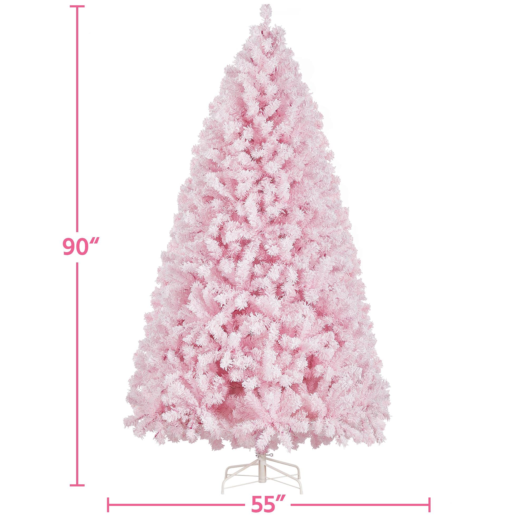 Yaheetech 6ft Snow Flocked Pre-lit Christmas Tree with 250 Warm White Lights, 820 Lush Branch Tips & Quick-Assembly Hinged Design, Full Artificial Xmas Tree for Winter Holiday Décor, Green & White