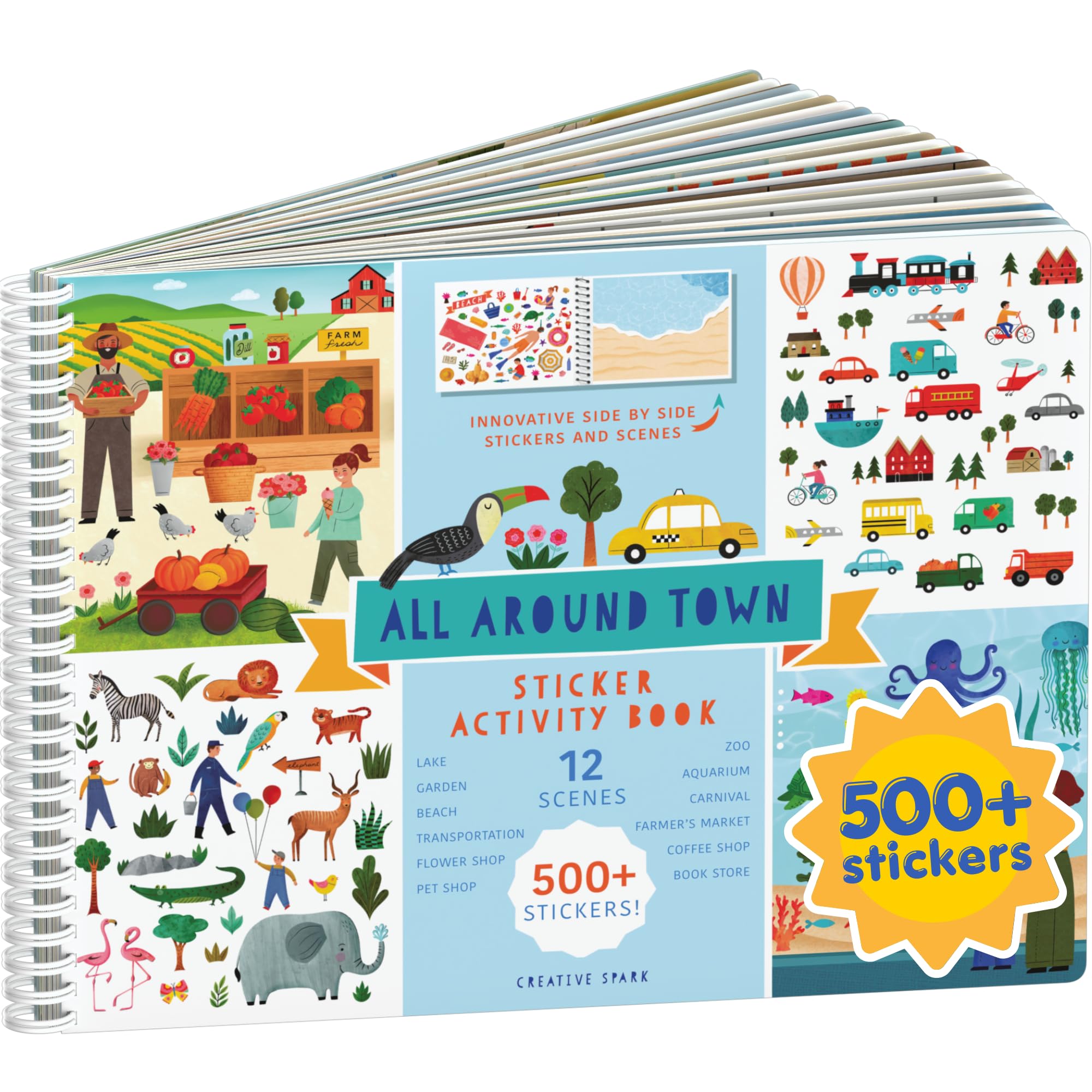 Halloween 500+ Kids Sticker Book by Cupkin Fun Toddler Holiday Activity Coloring and Sticker Book, Road Trip Essentials, 12 Coloring Pages 12 Side by Side Scenes for Ages 2–8 Years