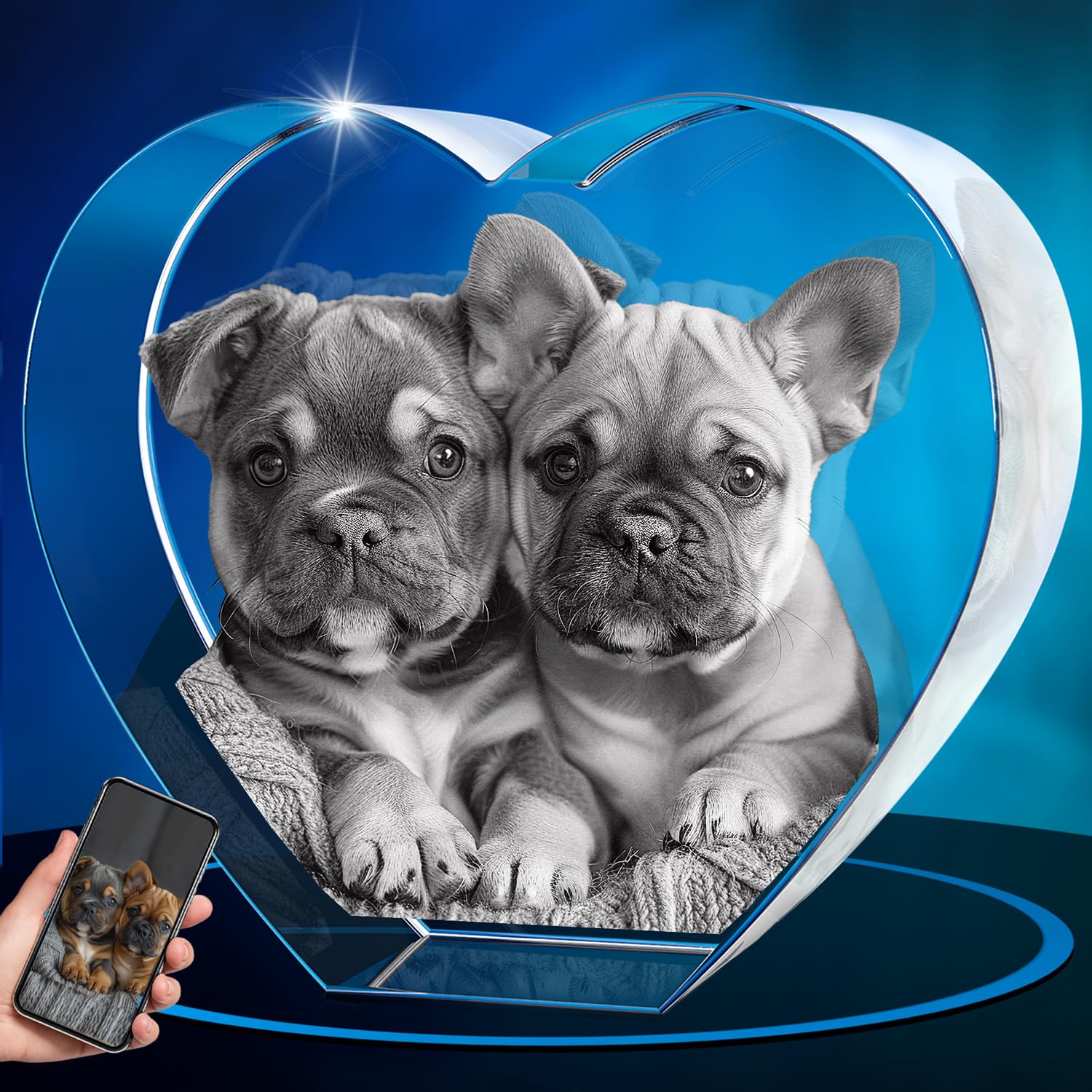 ArtPix 3D Crystal Photo, Personalized Dog Memorial Gifts with Your Own Photo for Dog Lovers, Pet Owners, 3D Laser Etched Picture, Engraved Crystal in Memory of Dog, Customized Gifts