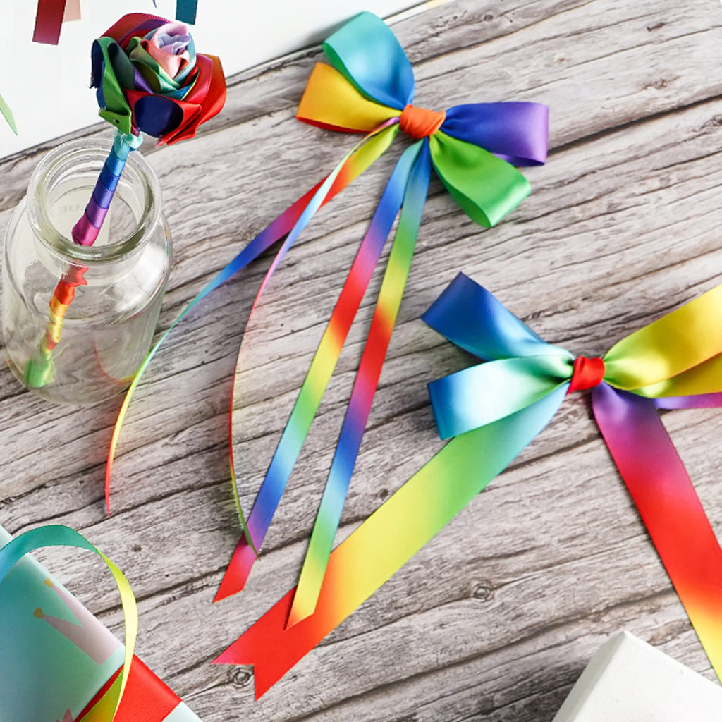 MEEDEE 3/8 Inch Satin Ribbon Set – 10 Rolls Rainbow Double Face Ribbon for Gift Wrapping, 5 Yards Each (Total 50 Yards), Decorative Ribbon for Presents & Party Favors