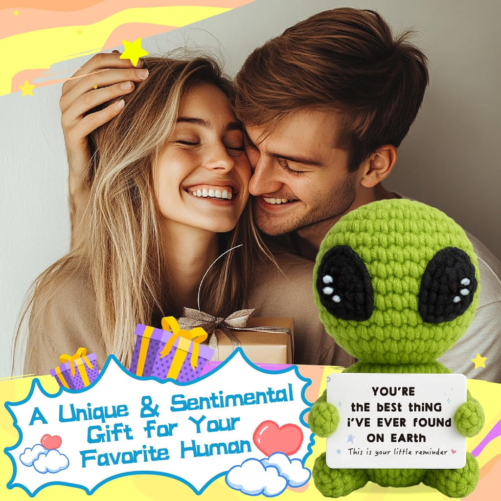 Gifts for Him Her Boyfriend Girlfriend Crochet Alien Valentine's Day Anniversary Birthday Funny Romantic Gift for My Love Men Women Wife Husband Fathers day