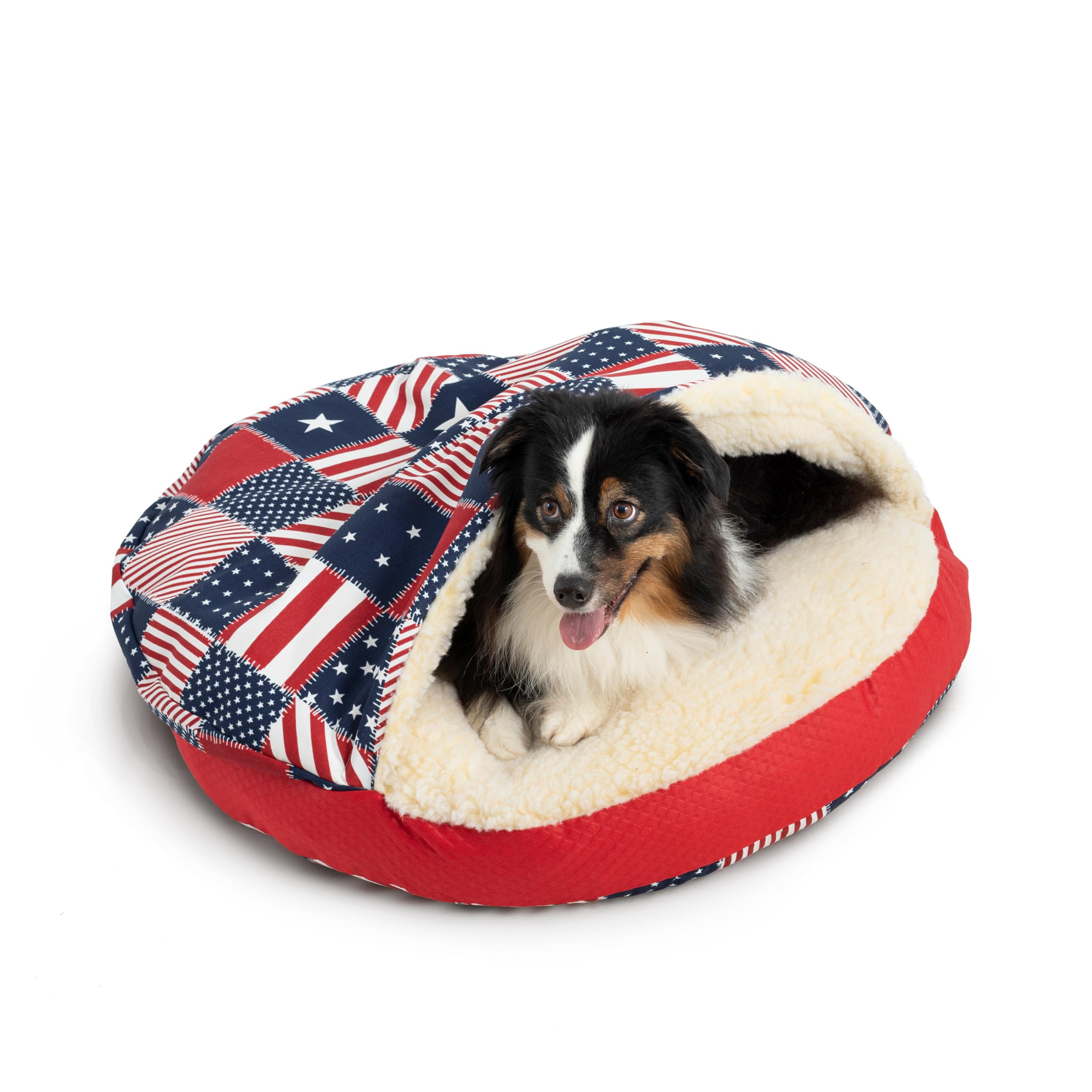 Snoozer Cozy Cave Dog Bed - Indoor Dog Bed with Cover Cave, Covered Calming Burrow for Small Sized Pets with Blanket Attached, Enclosed, Removable Washable Cover - Small, Navy