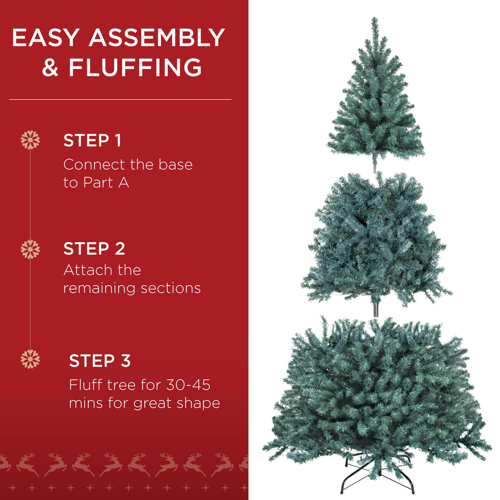 Best Choice Products Artificial Christmas Tree, 7.5ft Premium Unlit Realistic Spruce Holiday Décor w/Dense Branches, Easy Assembly, Metal Base