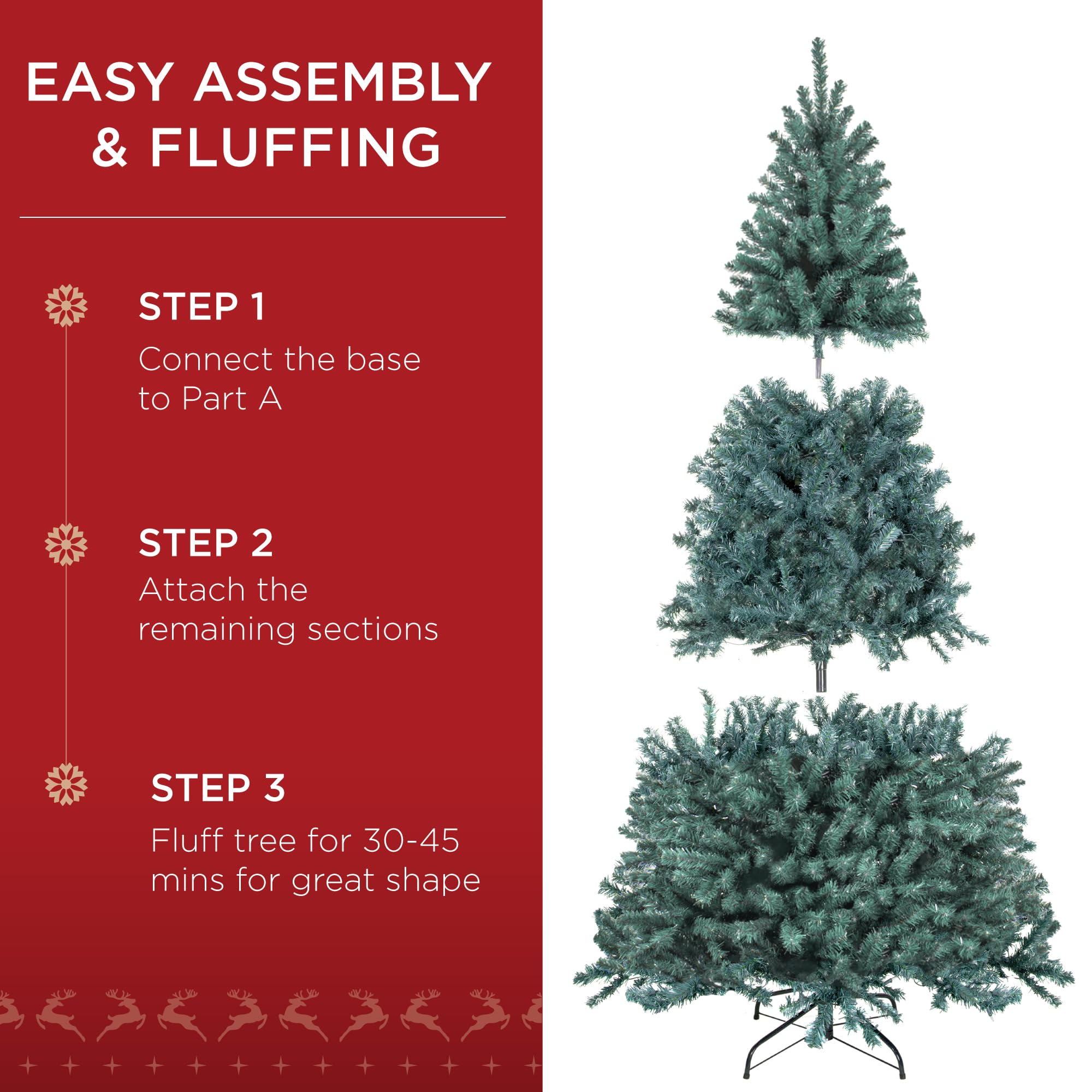 Best Choice Products Artificial Christmas Tree, 7.5ft Premium Unlit Realistic Spruce Holiday Décor w/Dense Branches, Easy Assembly, Metal Base