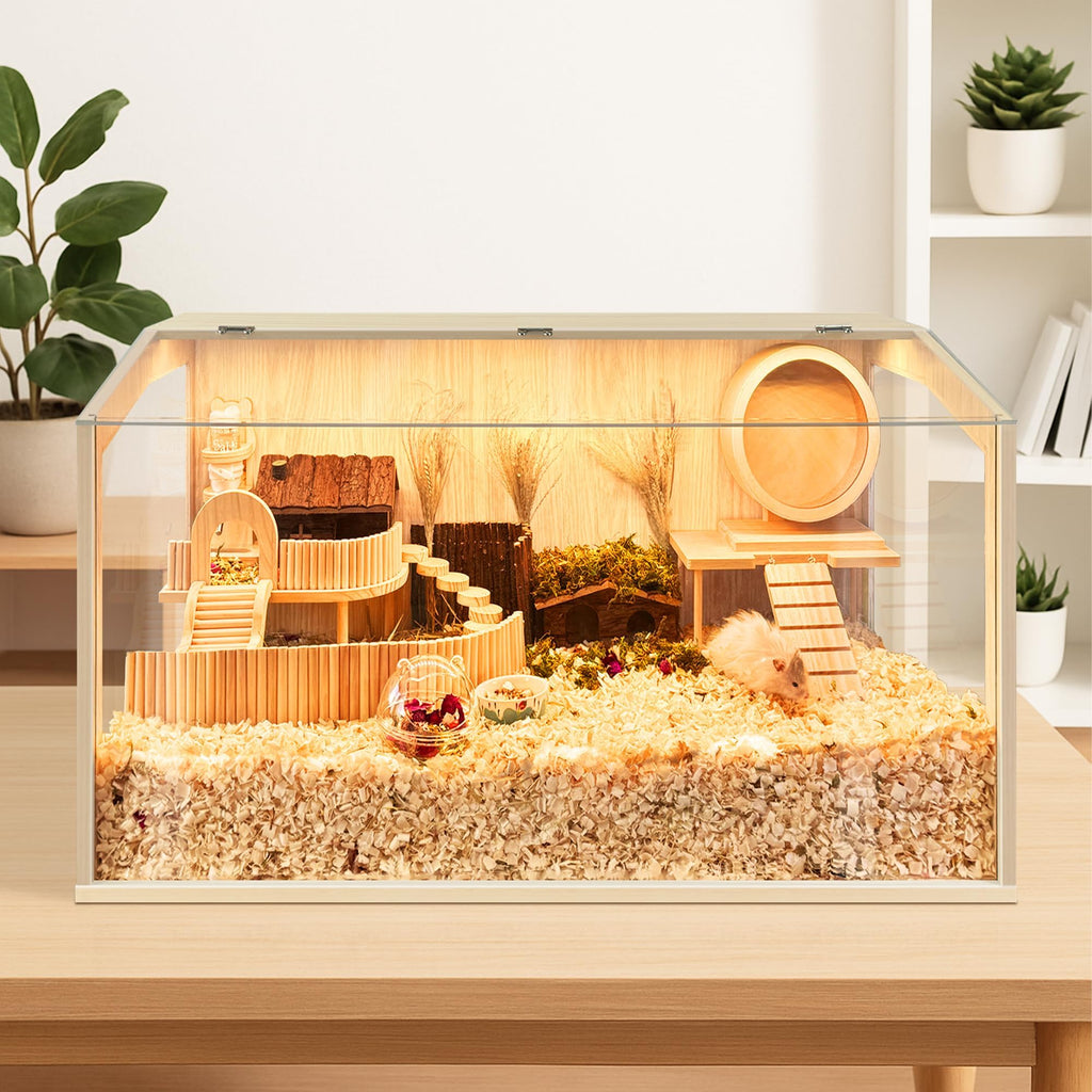 Hamster Cage Chewproof, Large Hamster Cages and Habitats, Openable Top with Acrylic Sheets, Solid Built