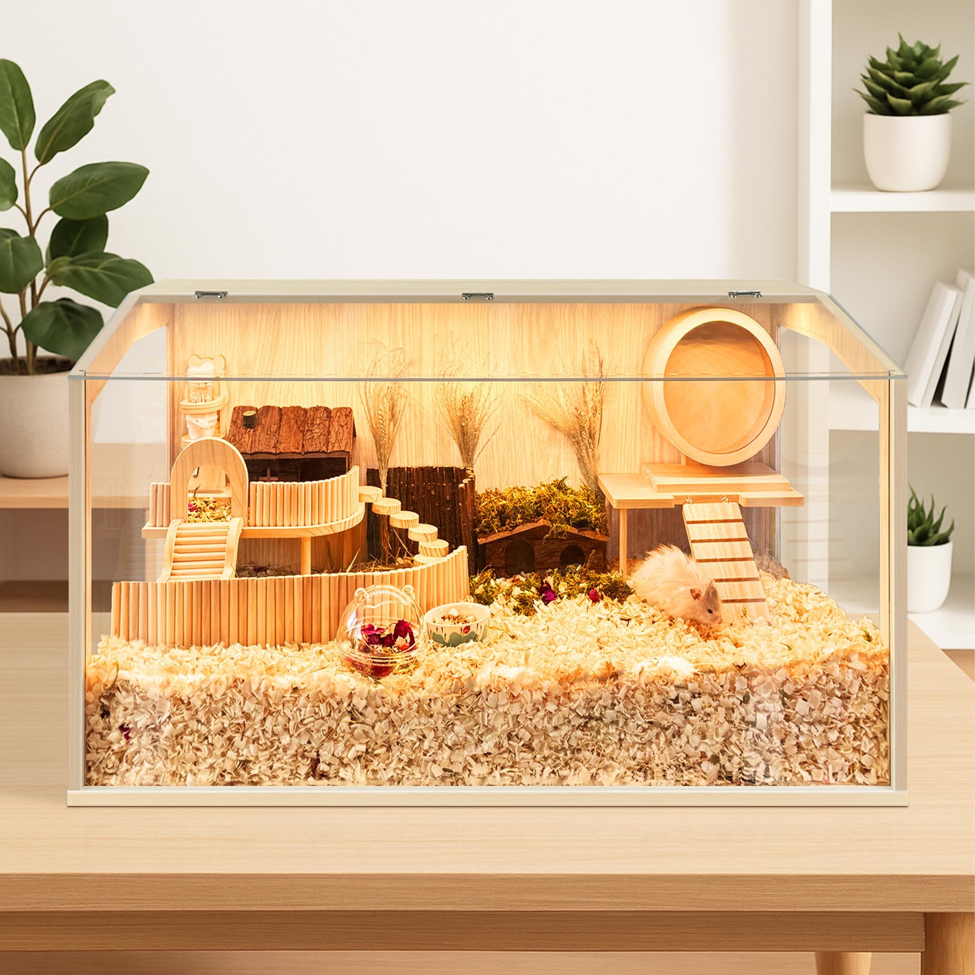 Hamster Cage Chewproof, Large Hamster Cages and Habitats, Openable Top with Acrylic Sheets, Solid Built