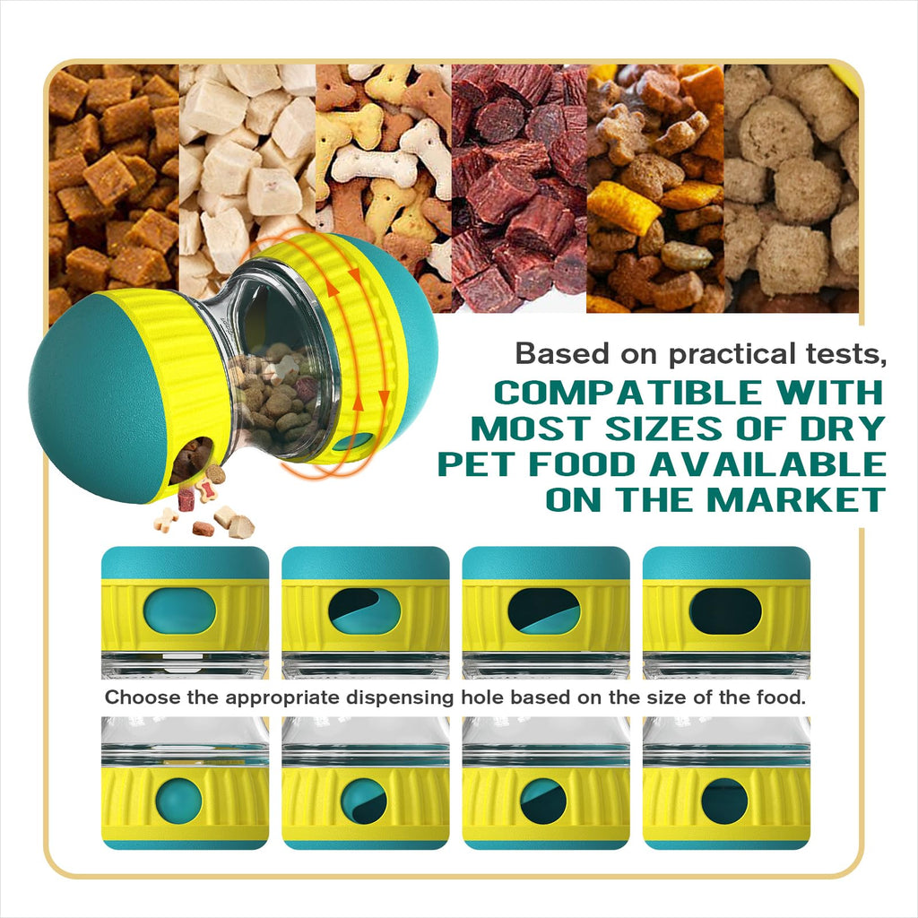 BSISUERM Dog Puzzle Toy Adjustable Treat Dispensing Ball Food Dispenser Tough Slow Feeder Puppy Enrichment Training Toy Pet Interactive Chase Toys for Small Medium Large Dogs to Keep Them Busy, Green