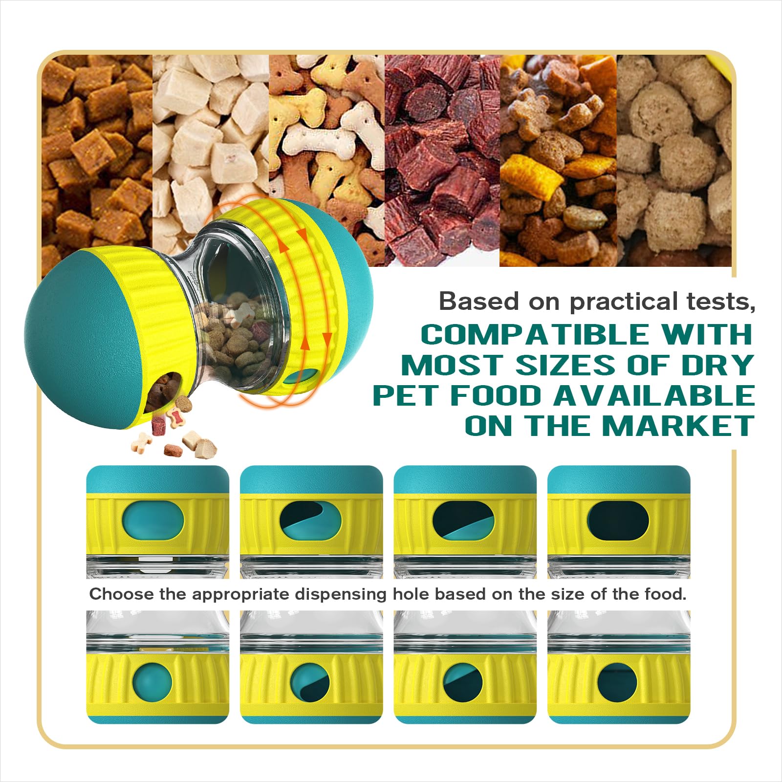 BSISUERM Dog Puzzle Toy Adjustable Treat Dispensing Ball Food Dispenser Tough Slow Feeder Puppy Enrichment Training Toy Pet Interactive Chase Toys for Small Medium Large Dogs to Keep Them Busy, Green