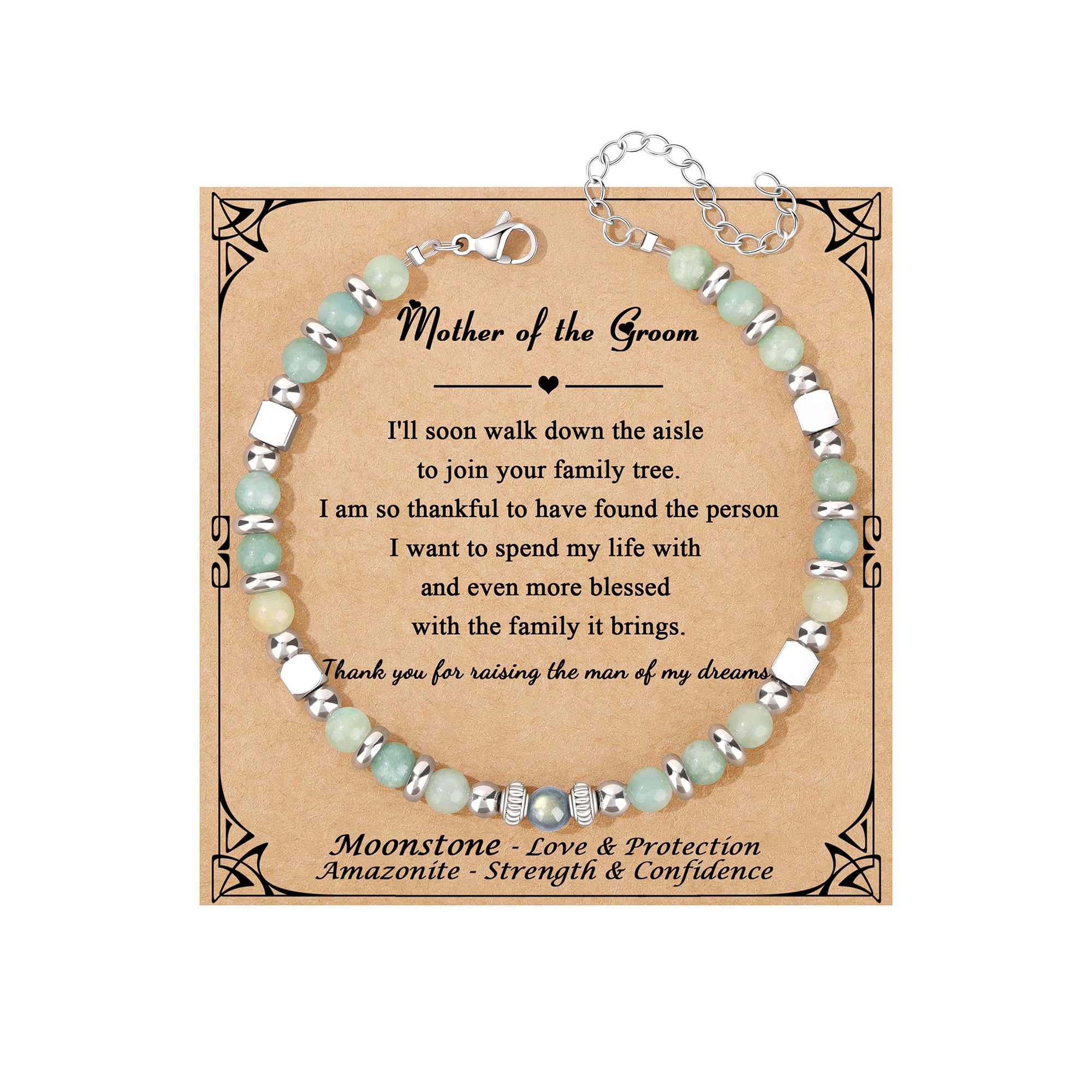 JoycuFF 𝗚𝗶𝗳𝘁𝘀 𝗳𝗼𝗿 𝗪𝗼𝗺𝗲𝗻 𝗠𝗼𝗼𝗻𝘀𝘁𝗼𝗻𝗲 𝗕𝗿𝗮𝗰𝗲𝗹𝗲𝘁 Amazonite Colorful Imperial Jasper Stainless Steel Beads Bracelets, Graduation Christmas Valentines Mothers Day Birthday Gifts