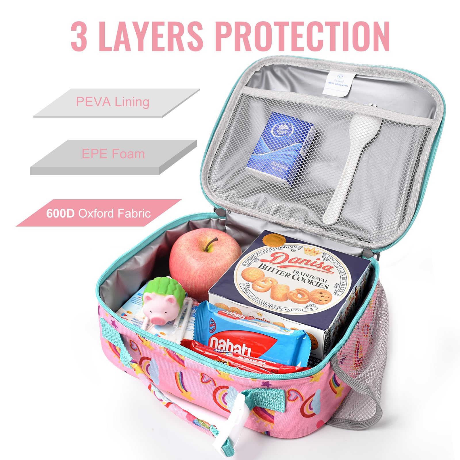 Genteen Lunch Box Kids, Insulated Lunch Bag Kids Boys Girls Back to School, Soft Lunch Box for Men Reusable Lunchbox for Office,Outdoor,School (Black)
