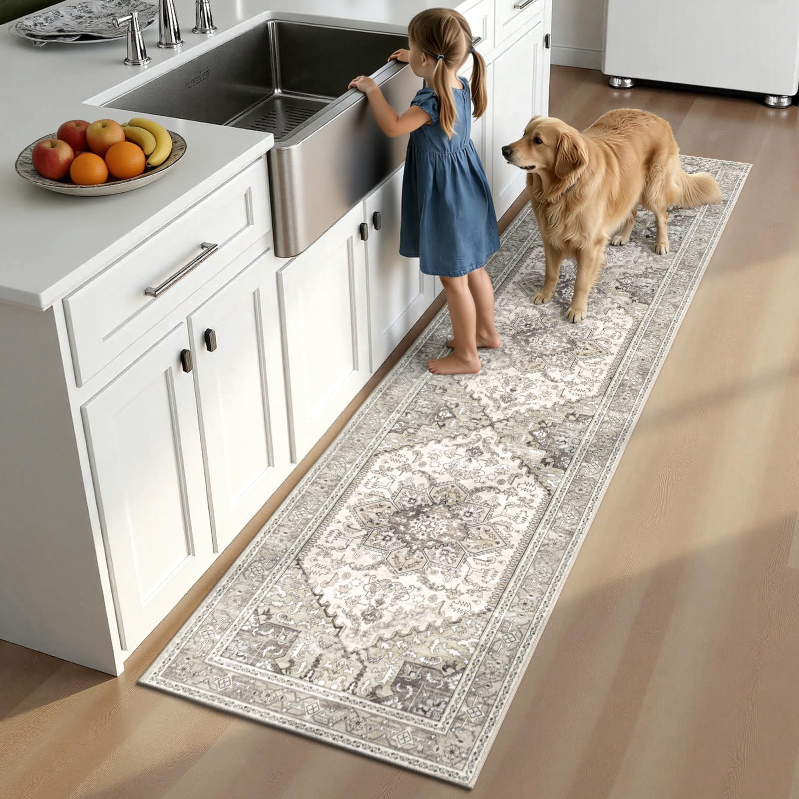 Yamaziot Christmas Kitchen Rugs Sets of 3, Non Slip Kitchen Mats for Floor with Rubber Backing, Holiday Christmas Snowflake Runner Rug Decor Home Decorations for Kitchen, Laundry Room, Hallway