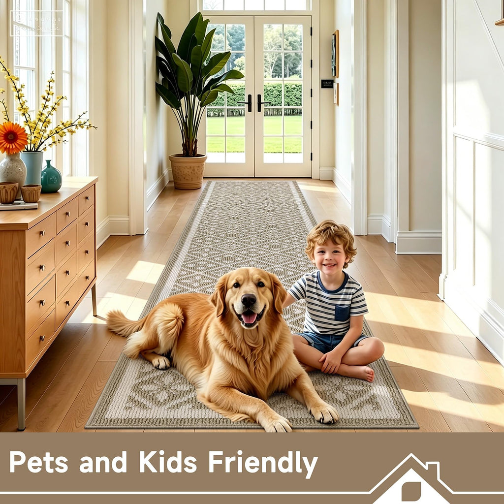 Ileading Christmas Entrance Door Mat, Absorbent Dog Mats for Muddy Paws, Low-Profile Small Red Xmas Decor Kitchen Runner Rug with Non-Slip Backing, Machine Washable Entryway Welcome Mat(Red 24"X36")