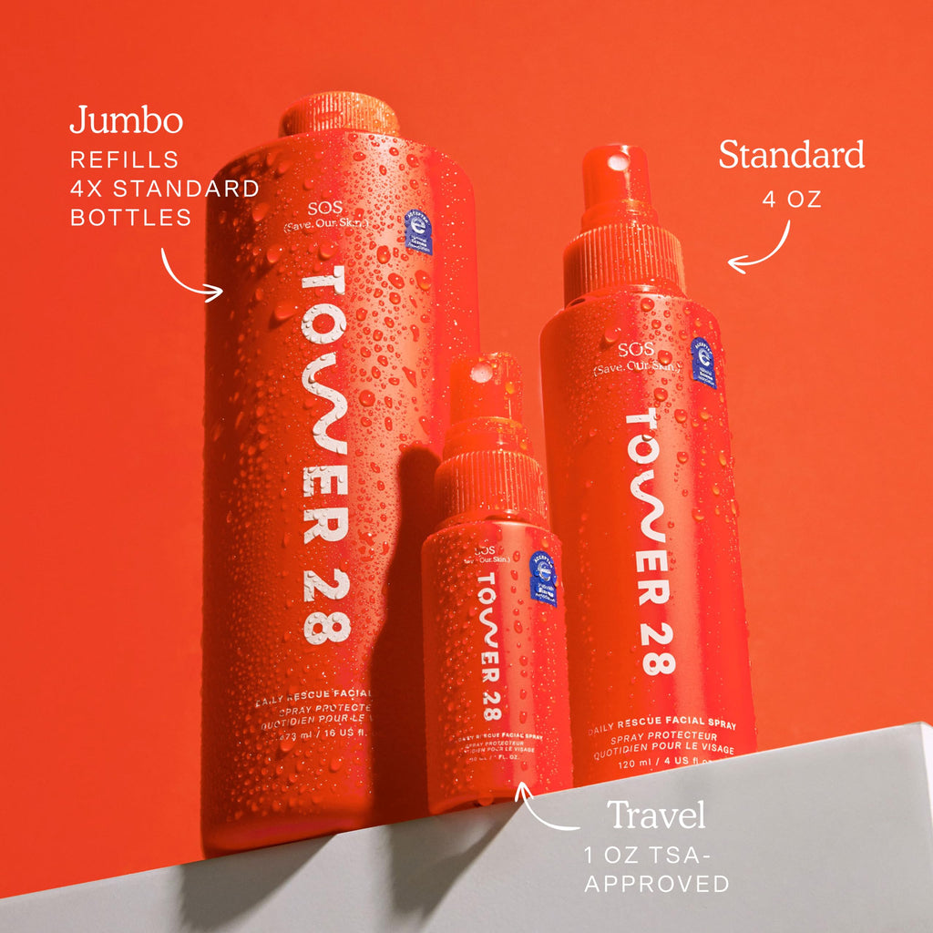 Tower 28 SOS Daily Rescue Facial Spray - Hypochlorous Acid Spray to Help Reduce Redness, Calm Irritation + Alleviate Flare-Ups - Purifying Travel Size Face Toner - Everyday Skin Care Essential (1 oz)