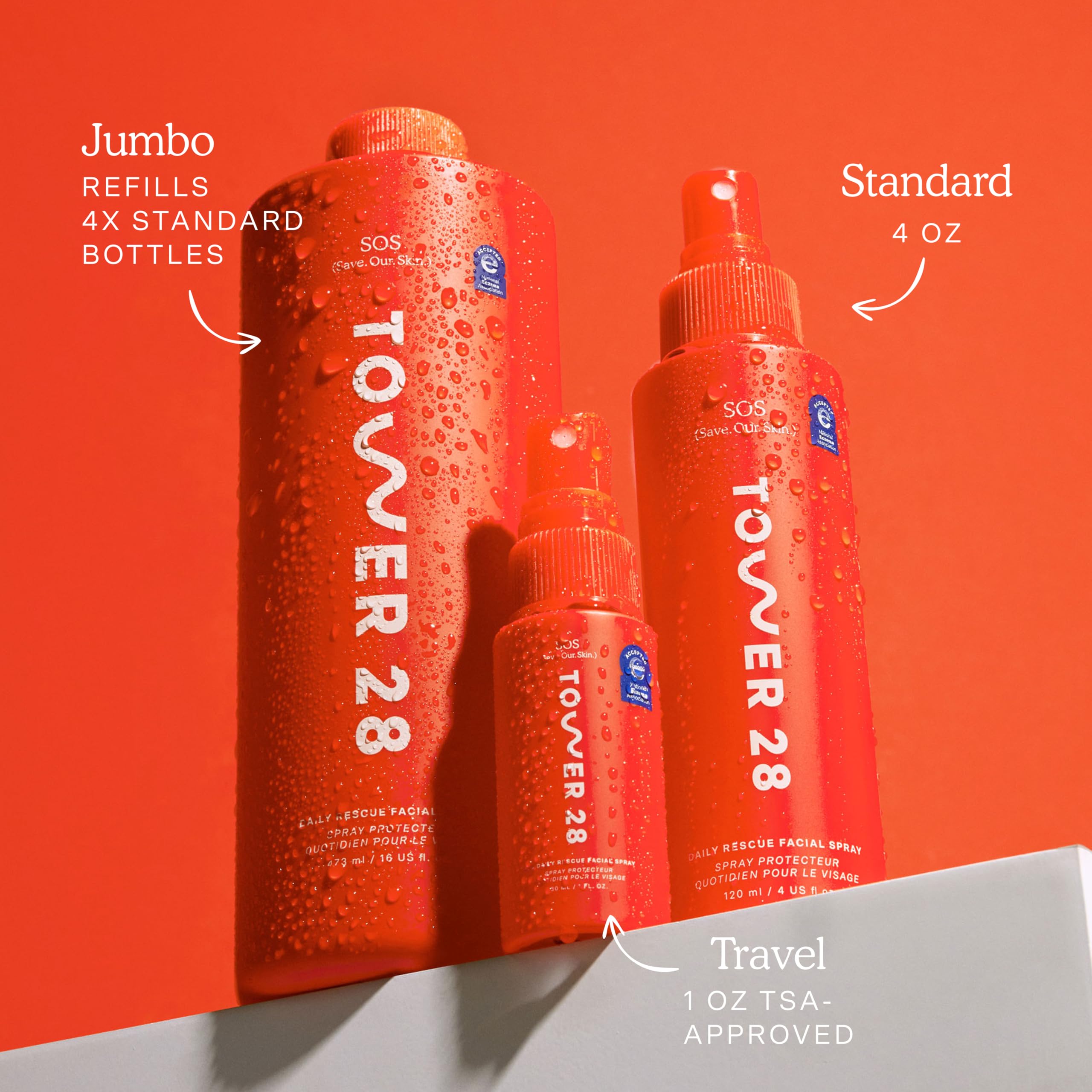 Tower 28 SOS Daily Rescue Facial Spray - Hypochlorous Acid Spray to Help Reduce Redness, Calm Irritation + Alleviate Flare-Ups - Purifying Travel Size Face Toner - Everyday Skin Care Essential (1 oz)