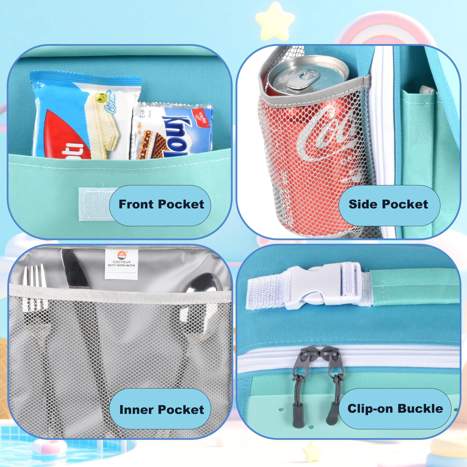 CaCTOUR Lunch Box Kids,Premium Insulated Lunchbox for Girls Boys,Soft Mini Cooler Bag Back to School Thermal Reusable Lunch Bag for Work School Picnic (Blue)
