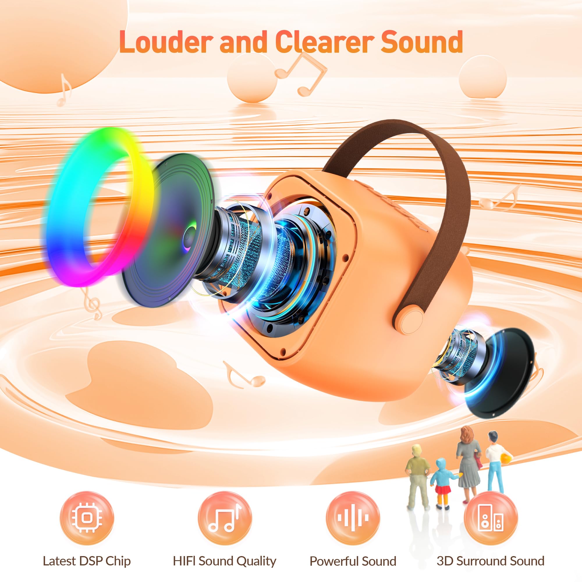 Mini Karaoke Machine, Portable Bluetooth Karaoke Speaker with 2 Wireless Microphones and Party Lights for Kids and Adults, Birthday Gifts for Girls Boys Family Home Party