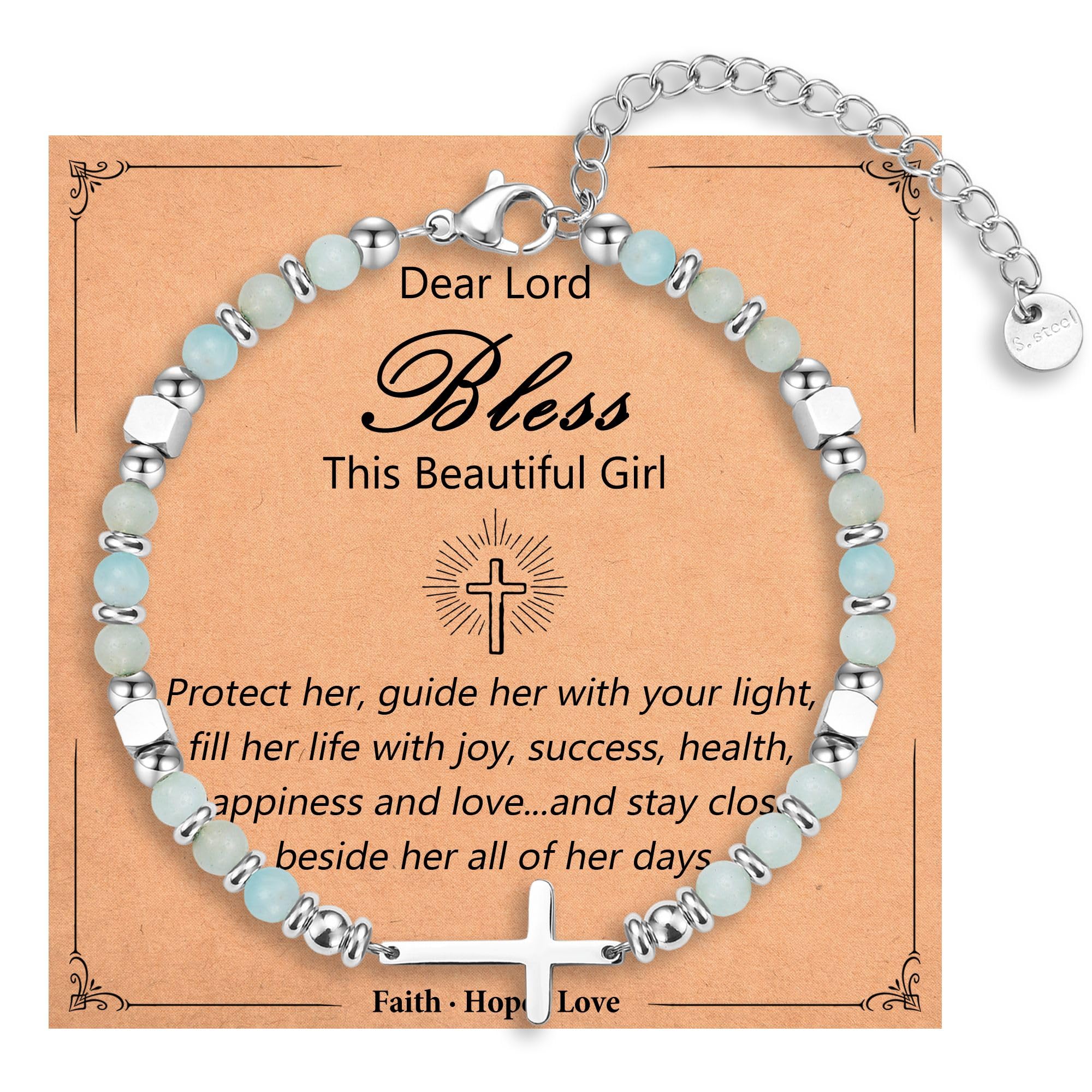 Religious Cross Bracelet for Women Girls, Christian Gifts for Daughter Granddaughter Sister in Christ Friend Niece on Birthday Christmas Easter Valentines Day Graduation