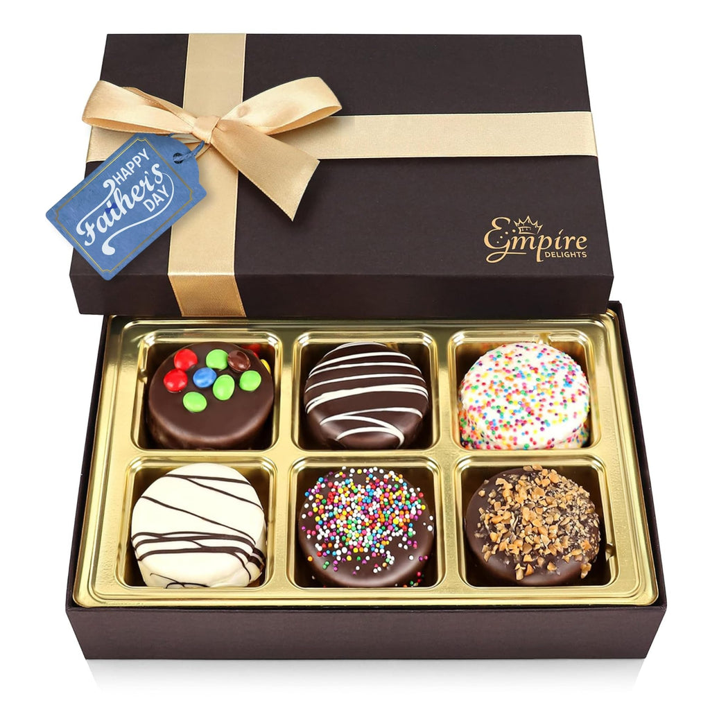 Cookies Gift Basket - Chocolate Gift Basket for Birthday Treats for Women and Men - Fancy Chocolate Covered Cookies for Gifting, 6 Count