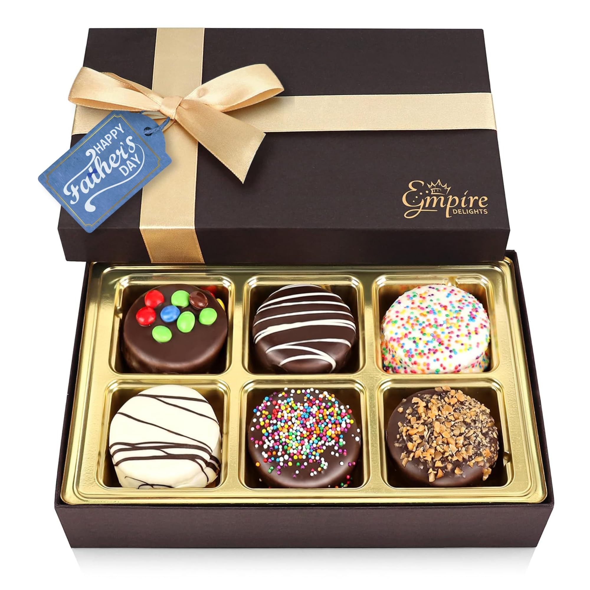 Cookies Gift Basket - Chocolate Gift Basket for Birthday Treats for Women and Men - Fancy Chocolate Covered Cookies for Gifting, 6 Count