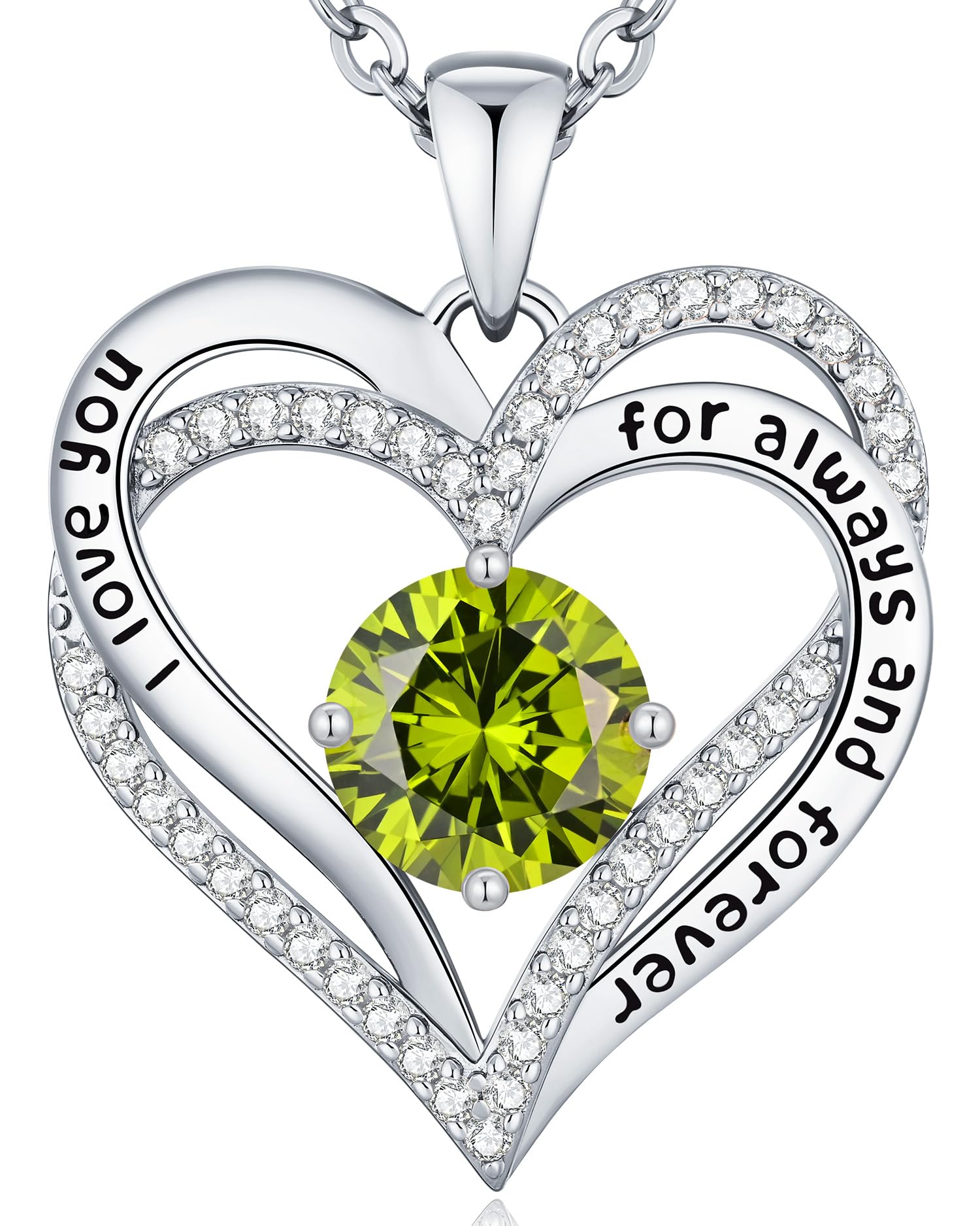 CDE Forever Love Heart Necklaces for Women, Wedding Anniversary, Valentine's，Birthday Mothers Christmas Day Gifts for Mom, Mother, Wife, S925 Silver Jewelry with Birthstone Pendant
