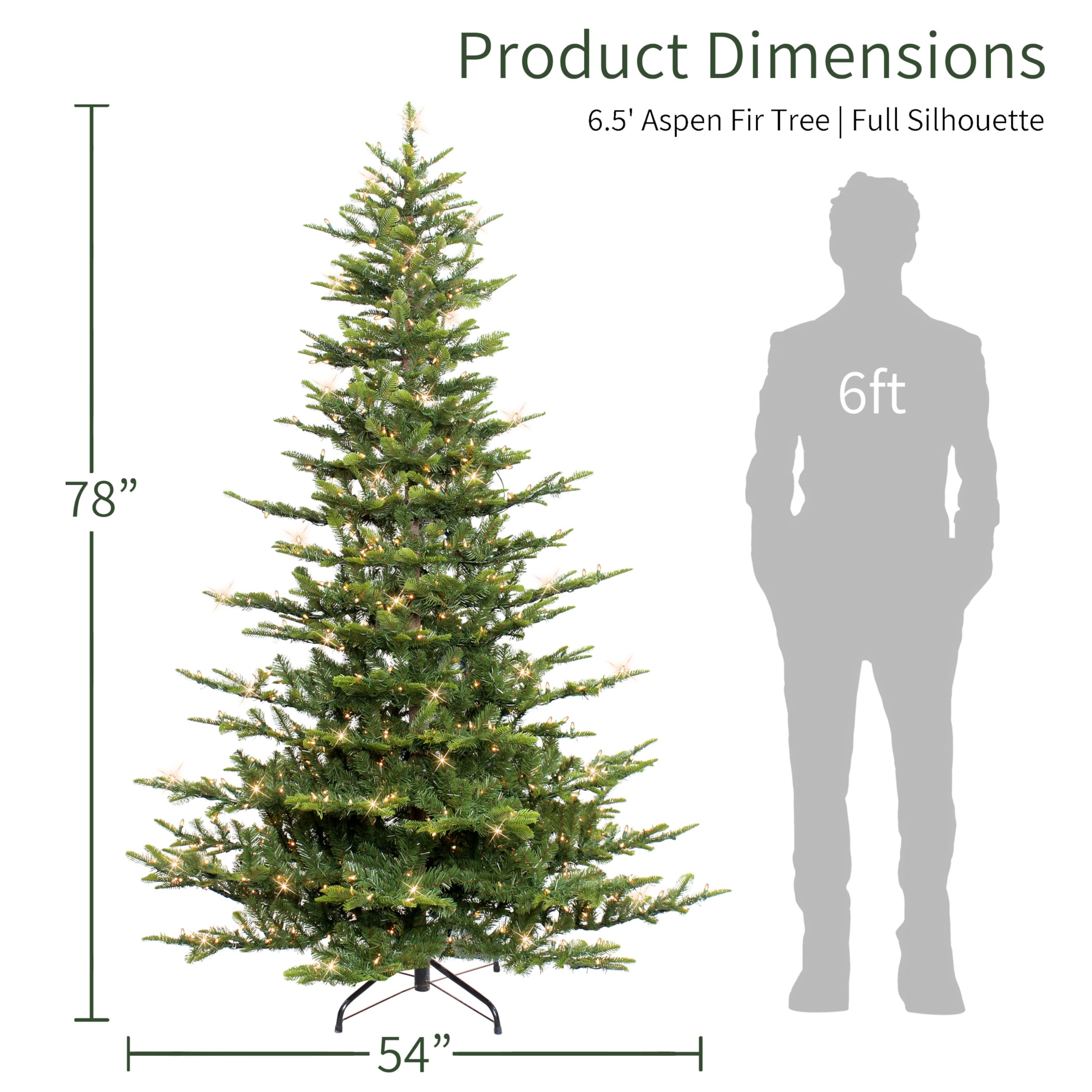 Puleo International 7.5ft Pre-Lit Aspen Fir Artificial Christmas Tree with 700 Clear Lights, 1319 Realistic Dense Branch Tips, Easy Setup Artificial Trees with Sturdy Metal Stand