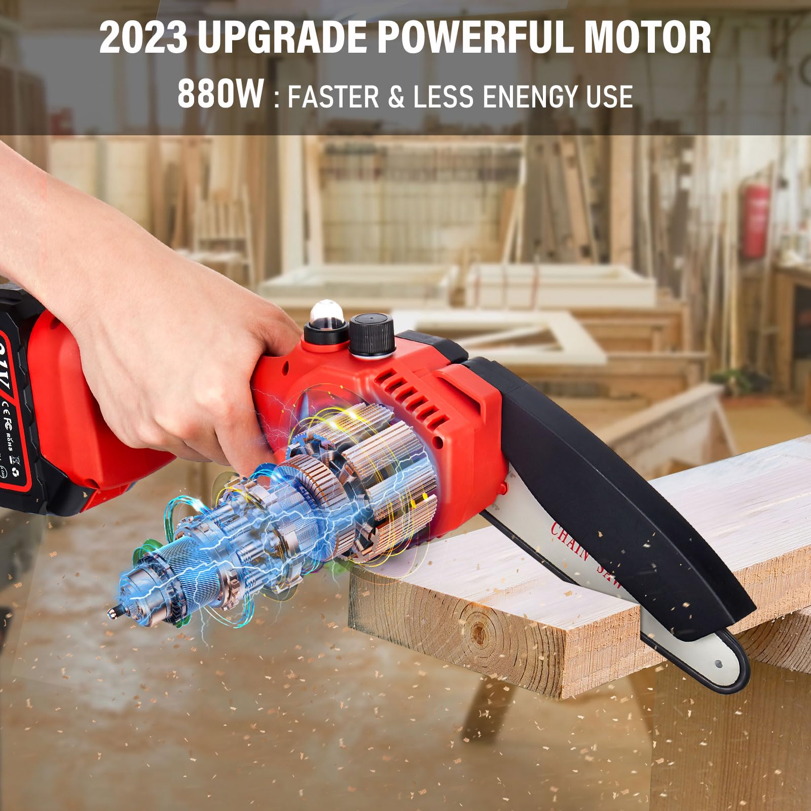 Tietoc Chainsaw 6 Inch Mini Electric Chainsaw Cordless Battery Powered, Hand Held Saw for Wood/Trees Trimming, Tools for Household and Garden, Chain Saw Gift for Men Dad Husband Fathers Gardener 2026