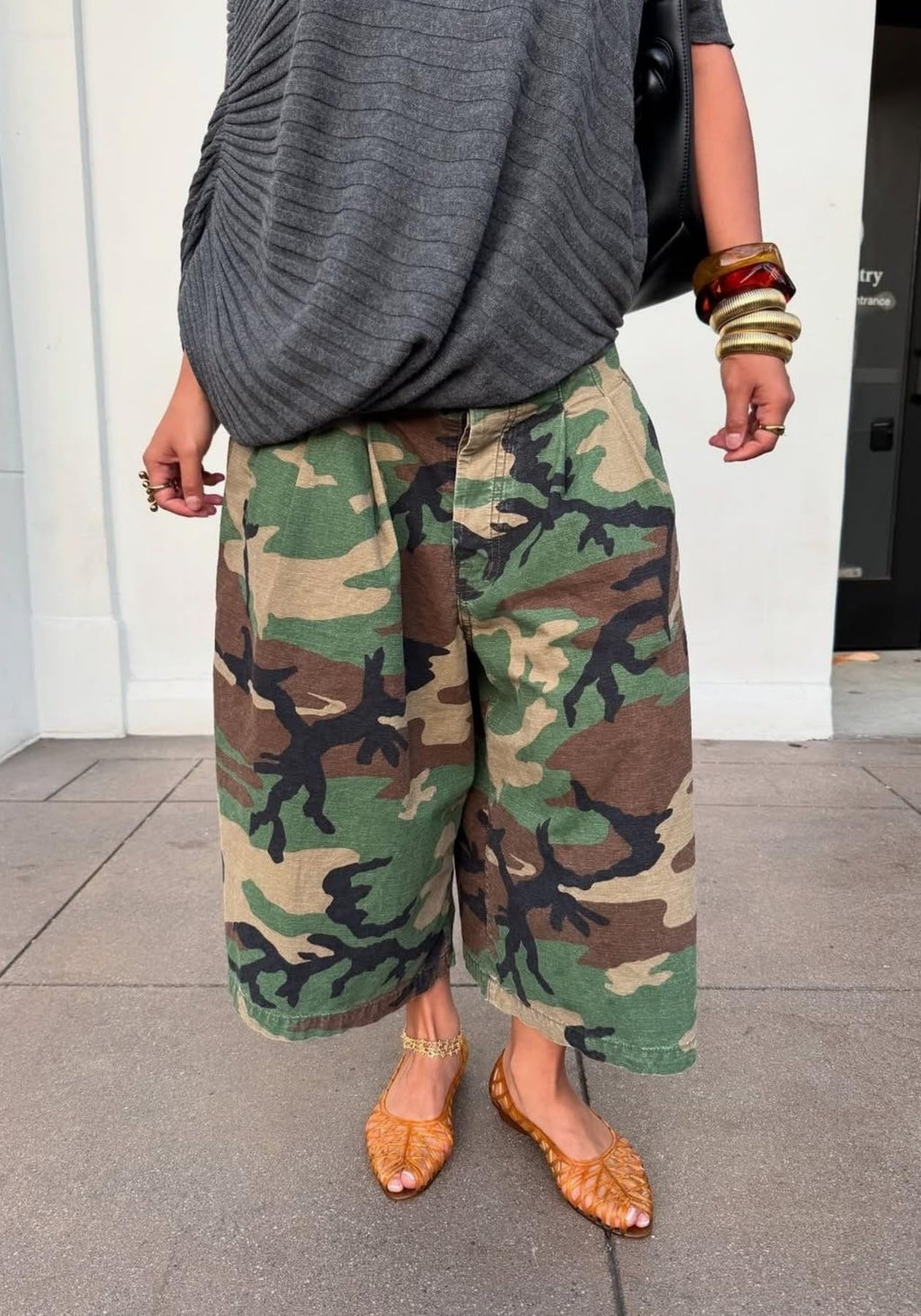 Unybwonn Women Baggy Cargo Jeans Camo Army Fatigue Wide Leg Harem Cropped Denim Pants Plus Size Camouflage Jean Trousers