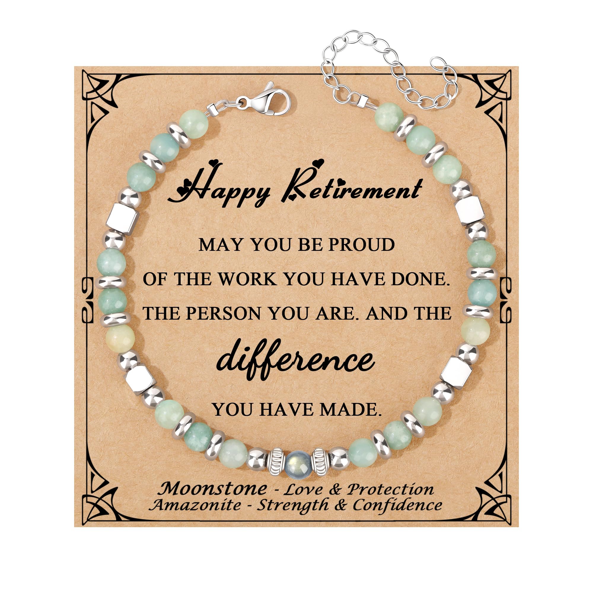 JoycuFF 𝗚𝗶𝗳𝘁𝘀 𝗳𝗼𝗿 𝗪𝗼𝗺𝗲𝗻 𝗠𝗼𝗼𝗻𝘀𝘁𝗼𝗻𝗲 𝗕𝗿𝗮𝗰𝗲𝗹𝗲𝘁 Amazonite Colorful Imperial Jasper Stainless Steel Beads Bracelets, Graduation Christmas Valentines Mothers Day Birthday Gifts