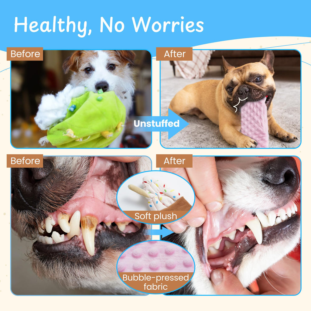 Nocciola Dog Squeaky Toys, 5 PCS Crinkle Plush Dog Toys, No Stuffing Dog Toys for Small Medium Large Dogs, Stuffless Puppy Toys for Boredom
