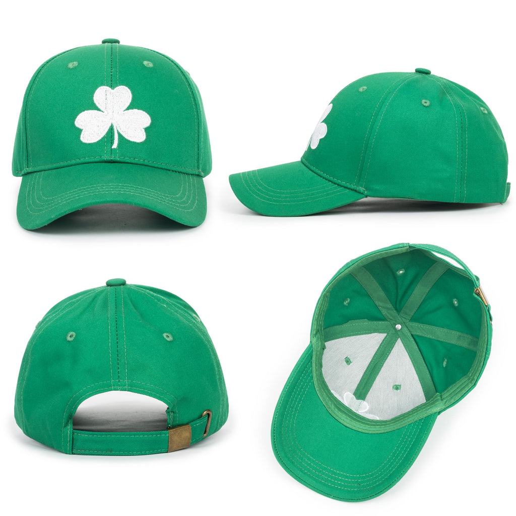 St. Patrick's Day 4 Leaf Clover Baseball Hat Adjustable Embroidery Shamrock Baseball Cap for Men and Women