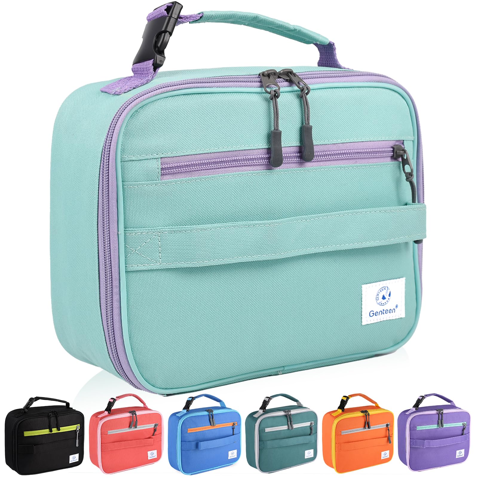 Genteen Lunch Box Kids, Insulated Lunch Bag Kids Boys Girls Back to School, Soft Lunch Box for Men Reusable Lunchbox for Office,Outdoor,School (Black)