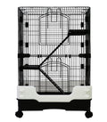 Homey Pet 3 Levels Chinchilla Ferret Pet Crate Small Animals Cages for Rat, Hamster, Guinea Pig, Squirrel, Include Caster Tray and Urine Guard (Black)