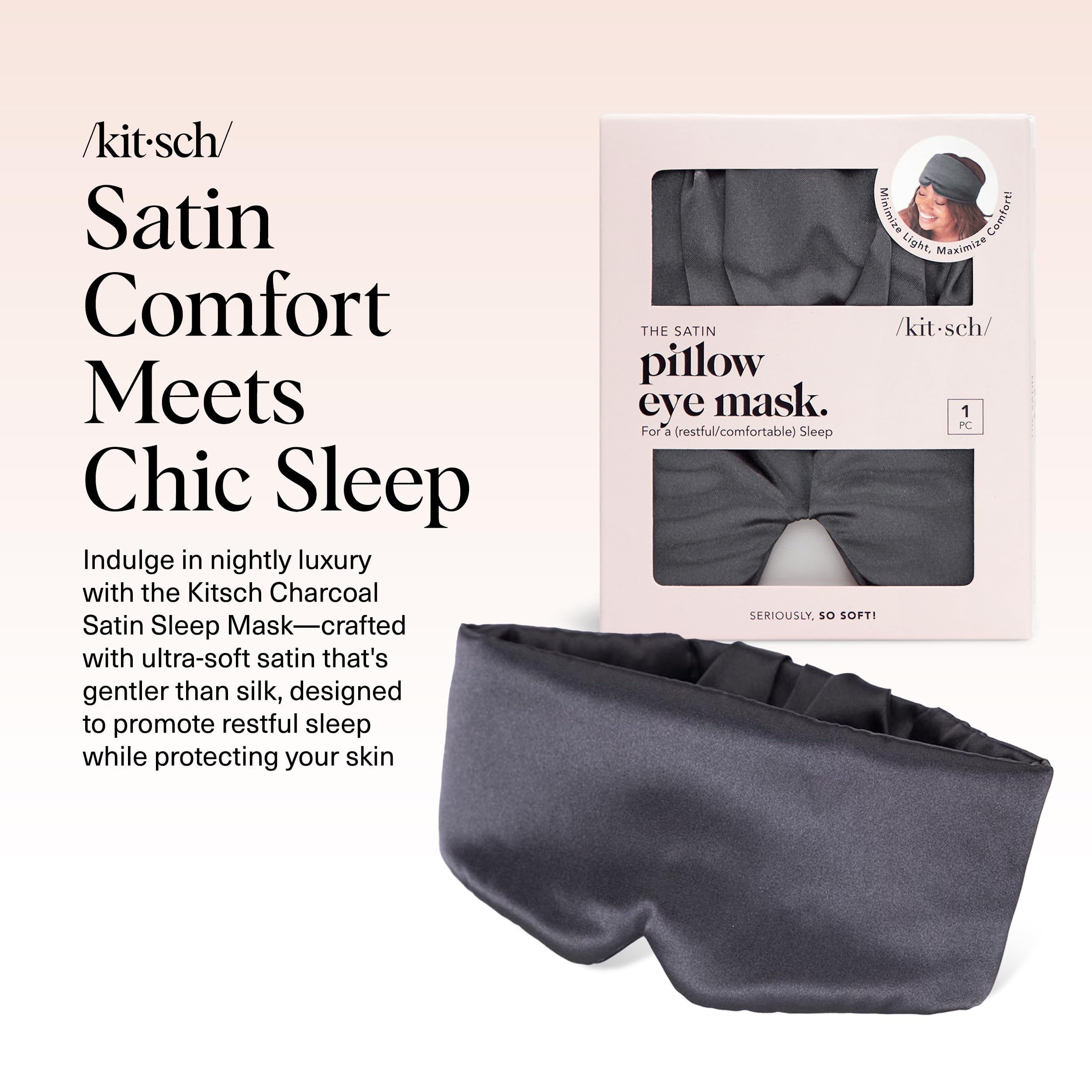 Kitsch Contour Pillow Eye Mask – Softer Than Silk Eye Masks for Sleep, Blindfold Sleep Masks for Women & Men, No Eye Pressure, Lightweight, Eye Care, Travel Essentials - Blush