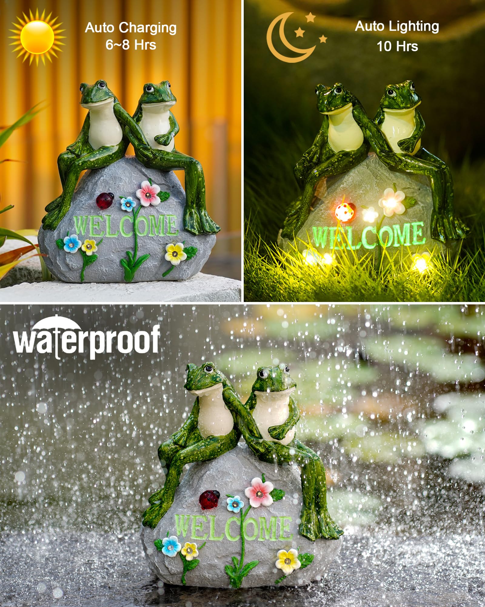 Nacome Solar Garden Outdoor Statues Turtle with Succulent and 7 LED Lights - Lawn Decor Statue for Patio, Balcony, Yard Ornament - Gifts for Mom Grandma Women