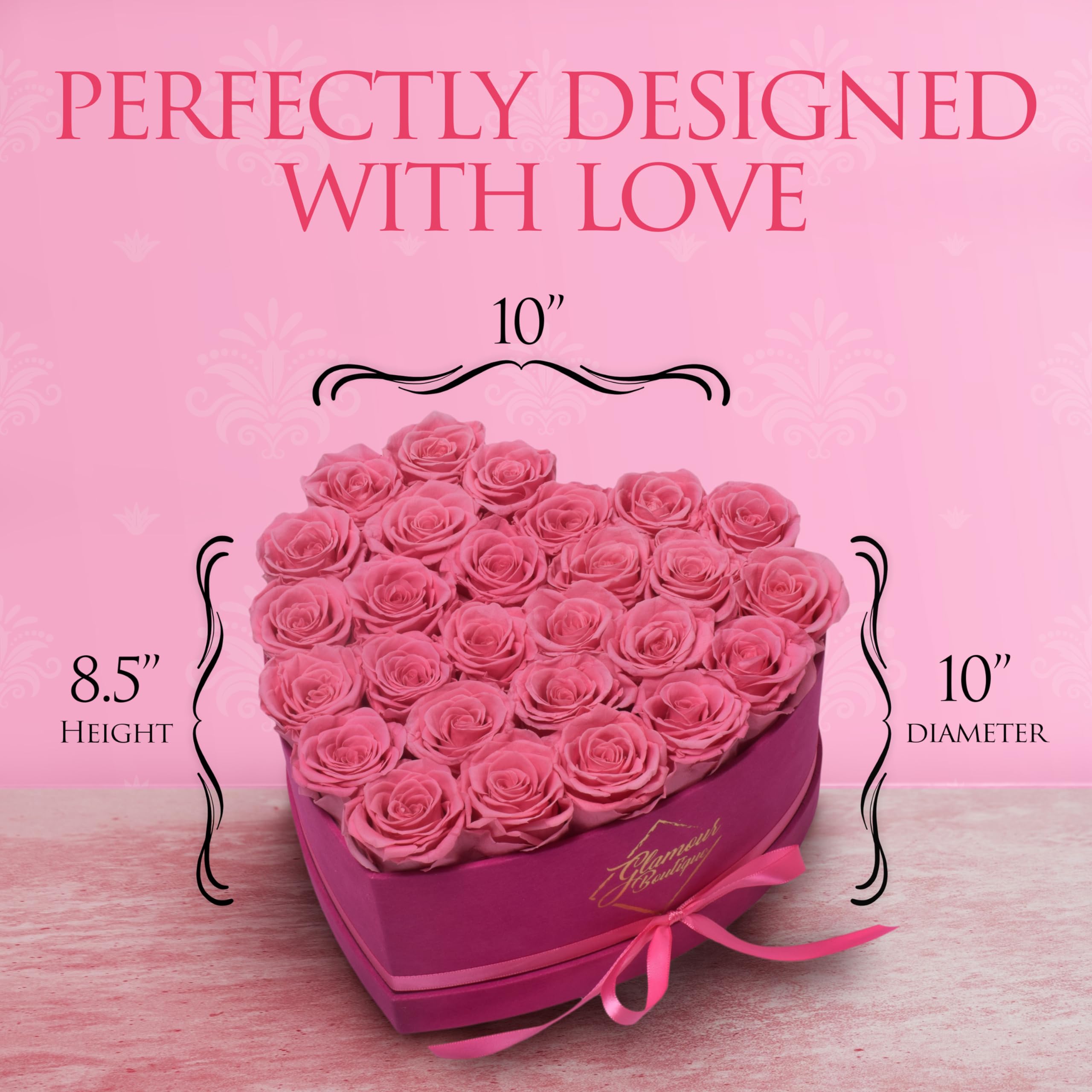GLAMOUR BOUTIQUE 16 Flower Forever Heart Shape Box, Mothers Day Gift For Mom, Eternal Preserved Roses Gift for Her, Flowers bouquet, For Birthday, Anniversary, Girlfriend - Red