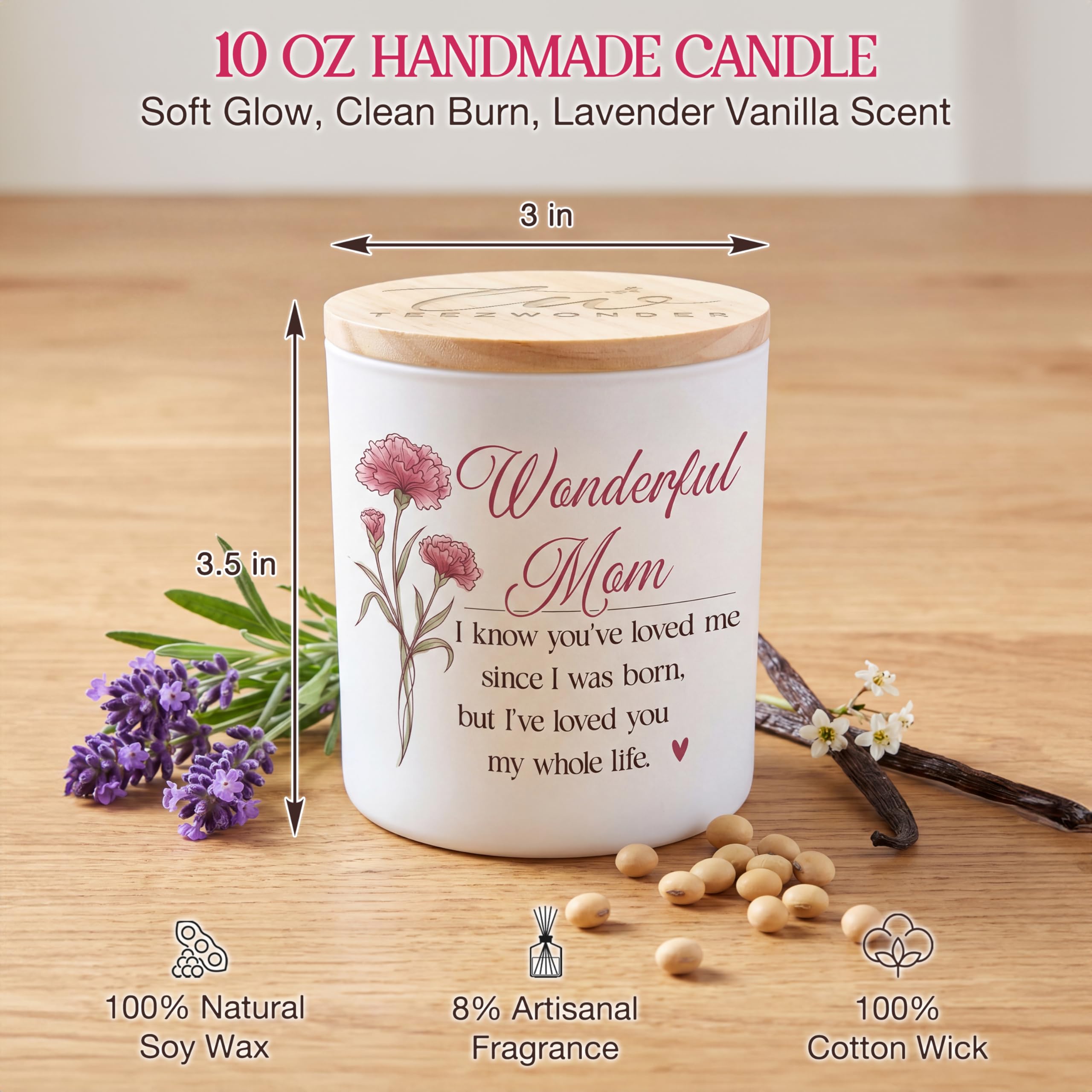TEEZWONDER Mothers Day Gifts for Mom from Daughter Son - Favorite Child Vanilla Lavender Candle 10 oz - Dad Mom Birthday Gifts, Funny Gift for Grandma Grandpa, Scented Candles for Men Women
