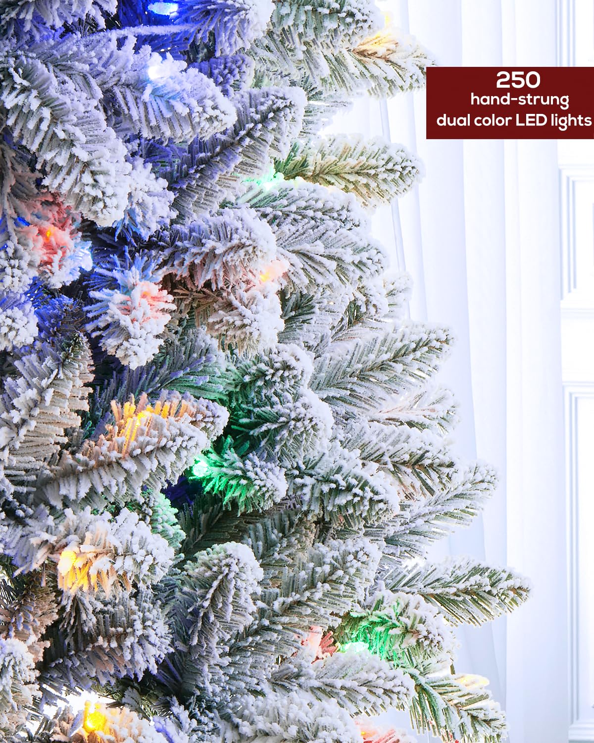 6 FT Pre-lit Christmas Tree Spruce with Remote Control, 300 Warm White Multi-Color Changing LED Lights, Artificial Hinged/Feel Real/Realistic for Home, Holiday Decoration Dual Color LED