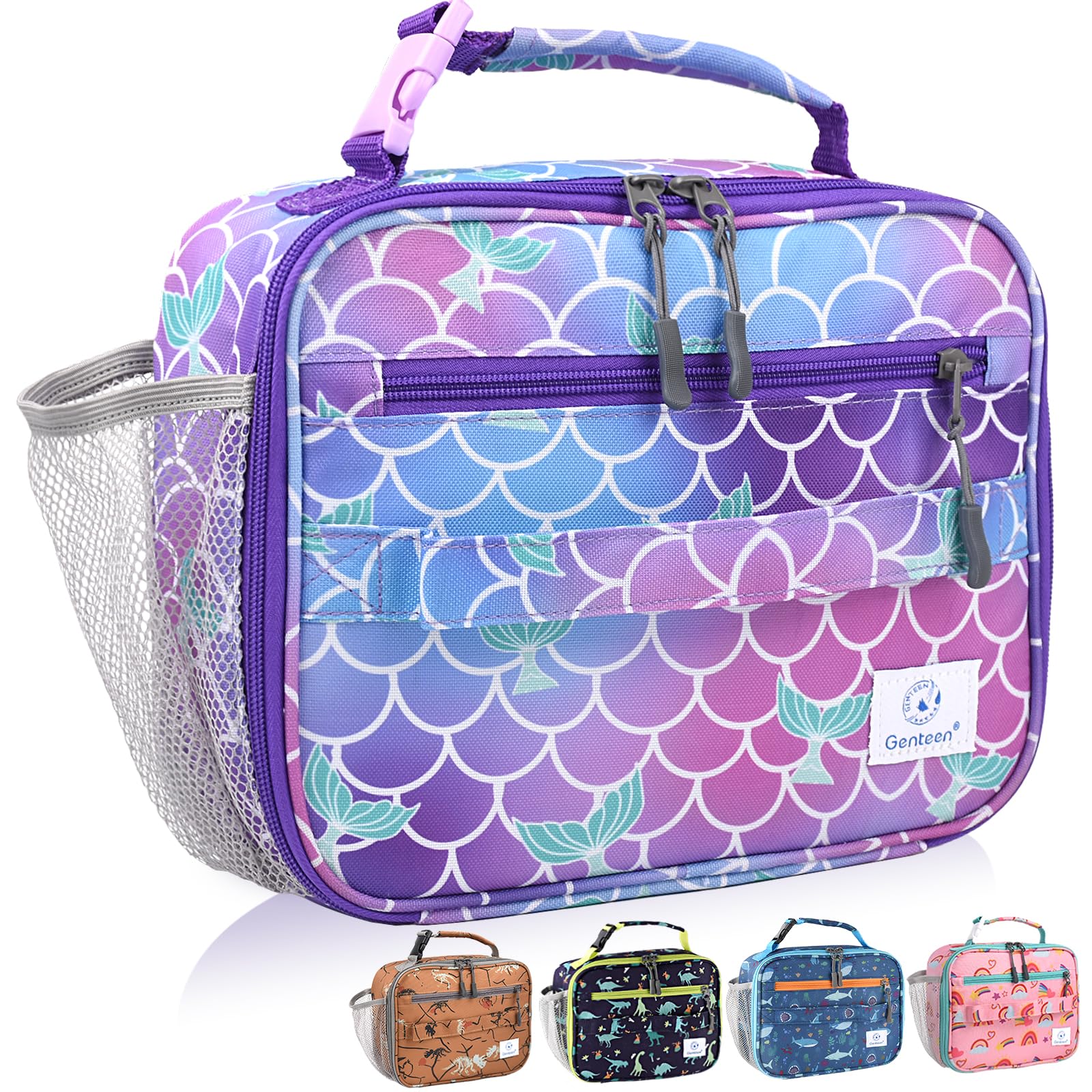 Genteen Lunch Box Kids, Insulated Lunch Bag Kids Boys Girls Back to School, Soft Lunch Box for Men Reusable Lunchbox for Office,Outdoor,School (Black)