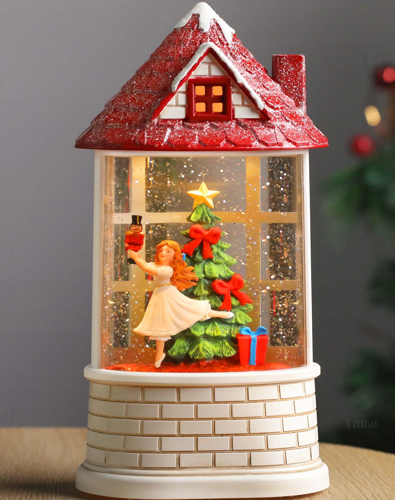 Snowman Christmas Snow Globe Lantern, Lighted Christmas Decorations for Home Candle Shaped Snow Lantern with Music Timer Glittering, Home Decor Festival Gife, USB & Battery Operated