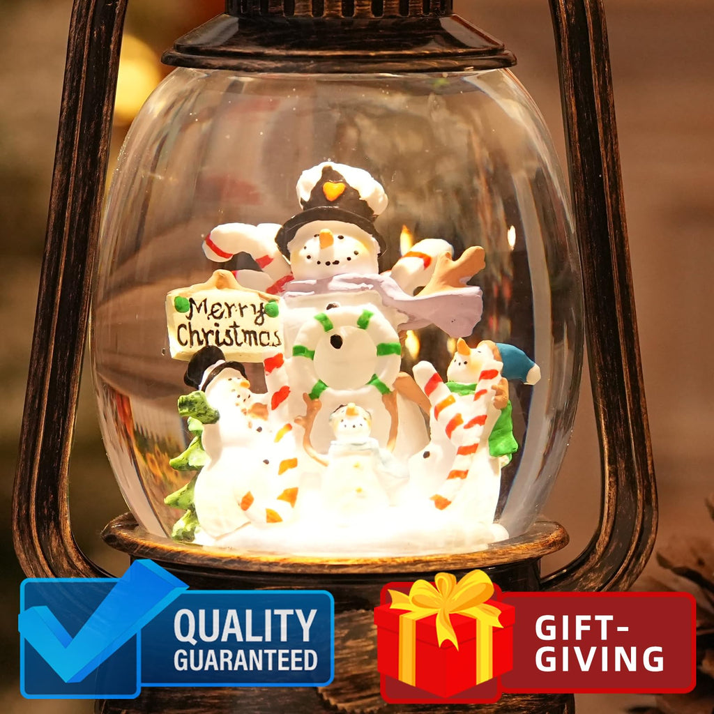 Snow Globe Christmas Decorations Indoor, Santa Claus Lighted Musical Christmas Snow Globes Lantern with Glitter & 6H Timer, Santa Claus Christmas Decorations for Home
