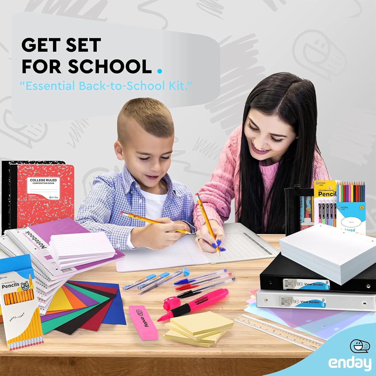 Enday Back to School Supplies High School and College, Premium Quality Kids Supplies Kit For Girls and Boys, 78 Pieces